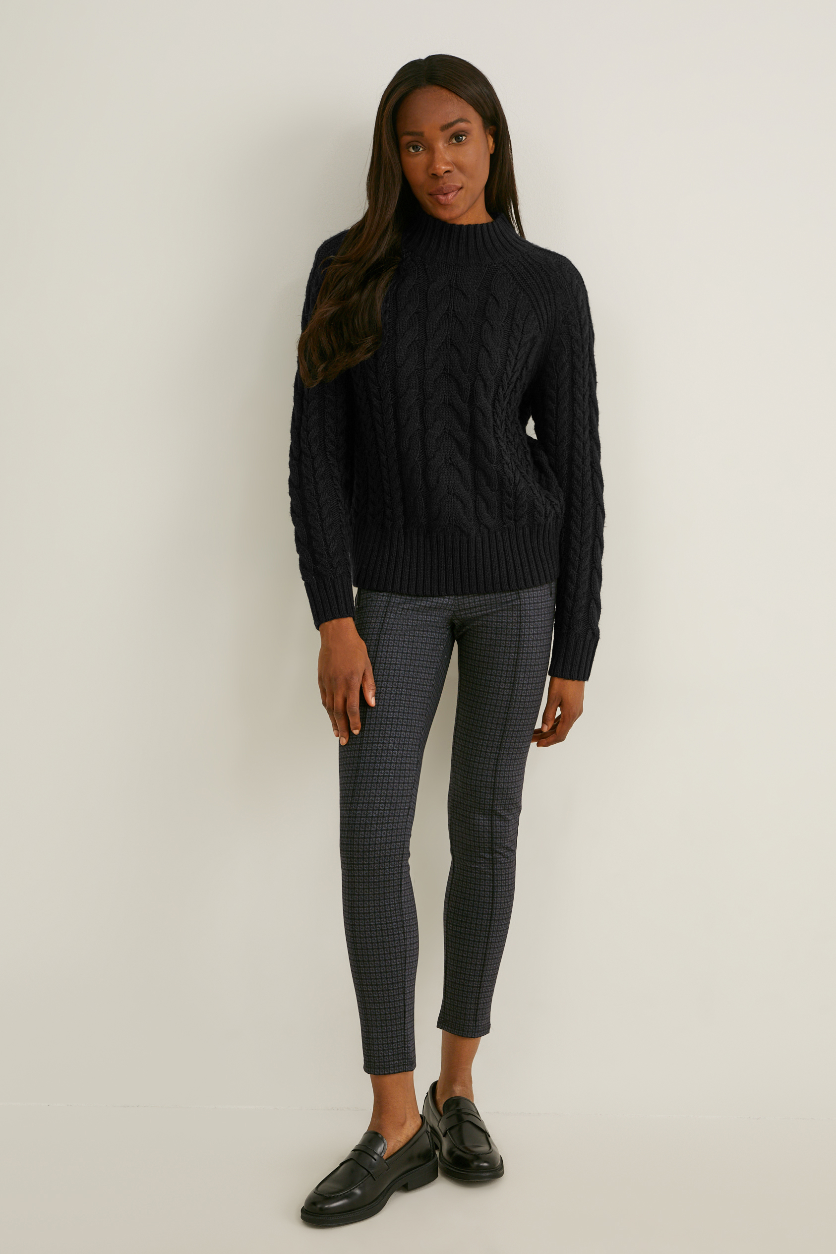 Jersey trousers - slim fit - patterned