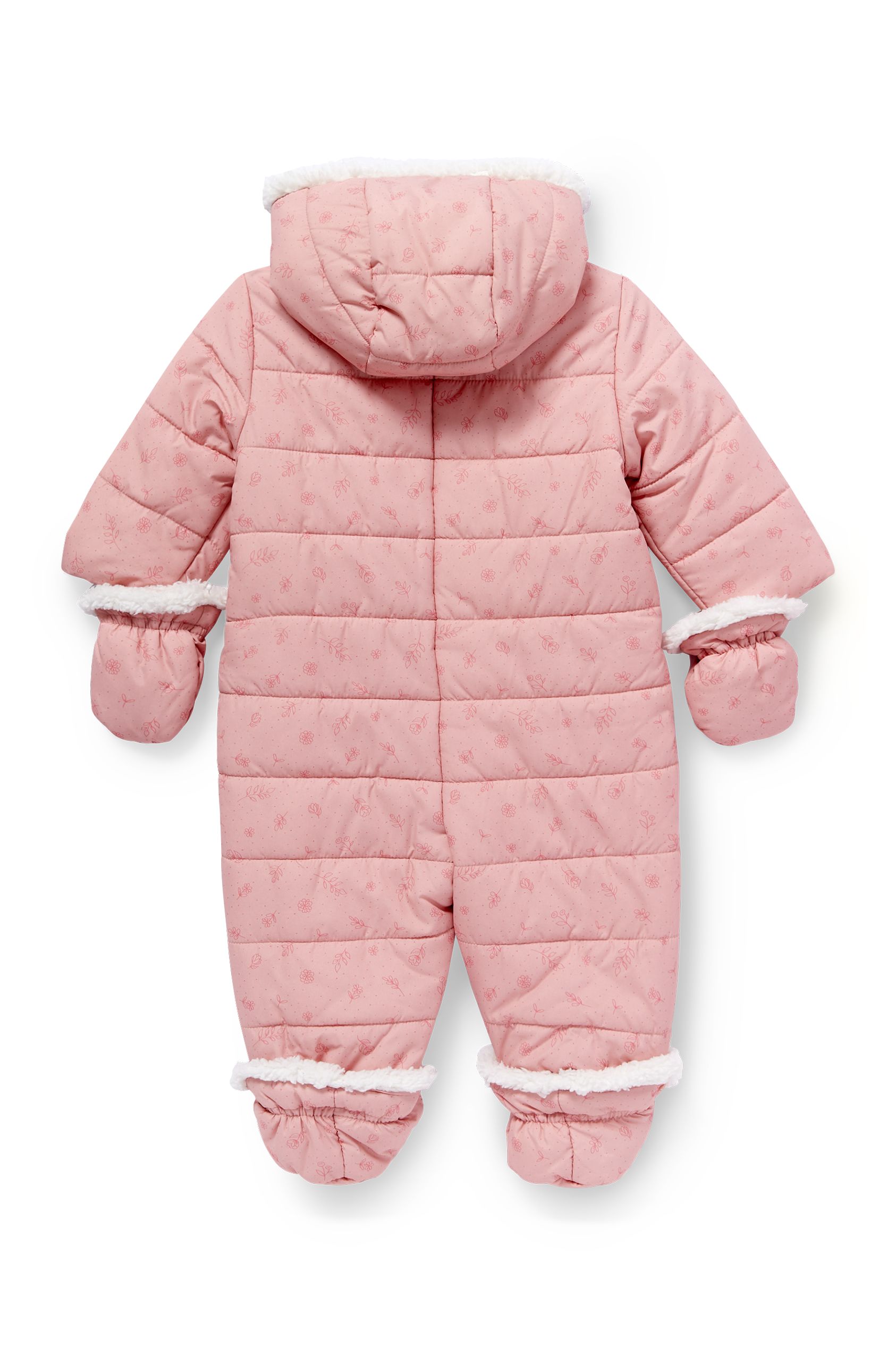 Baby snowsuit with hood - floral