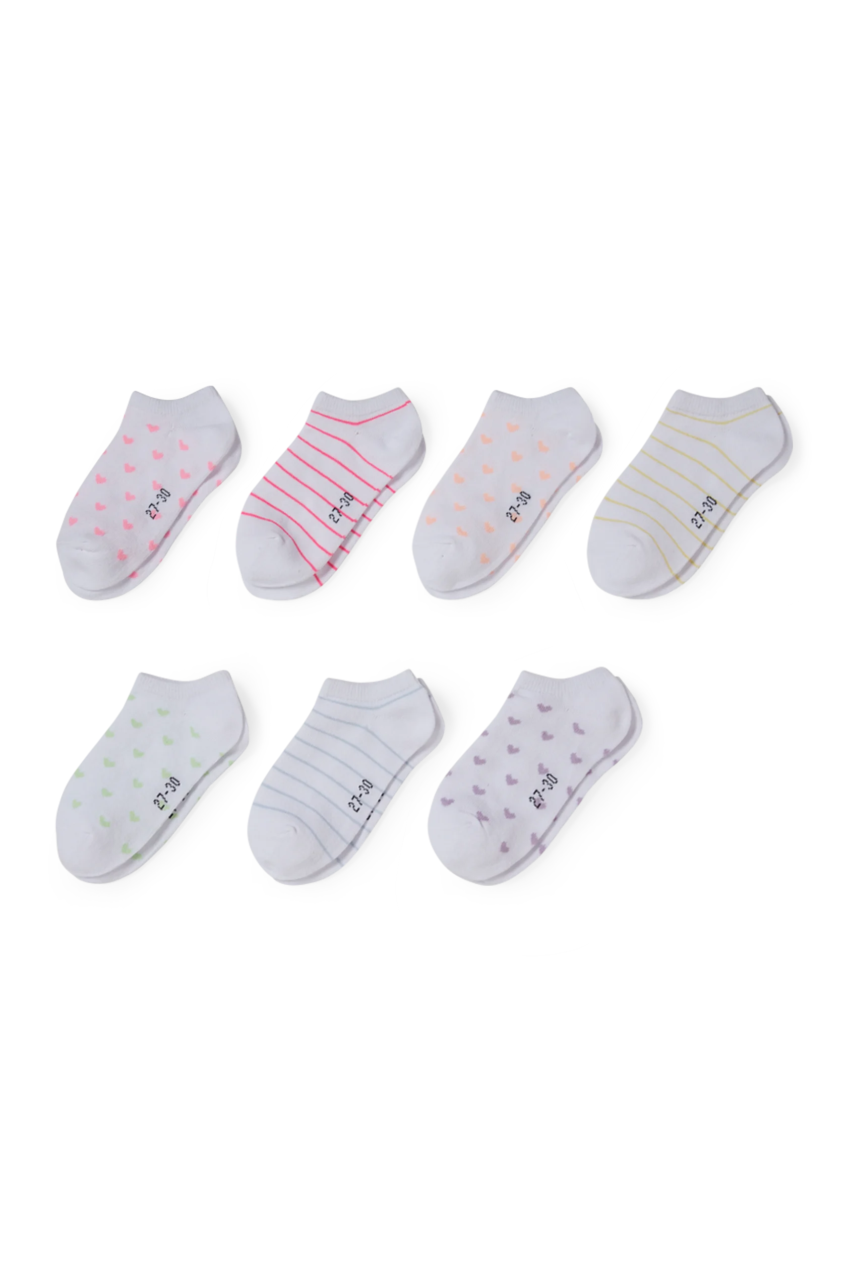 Multipack of 7 - hearts - trainer socks with motif
