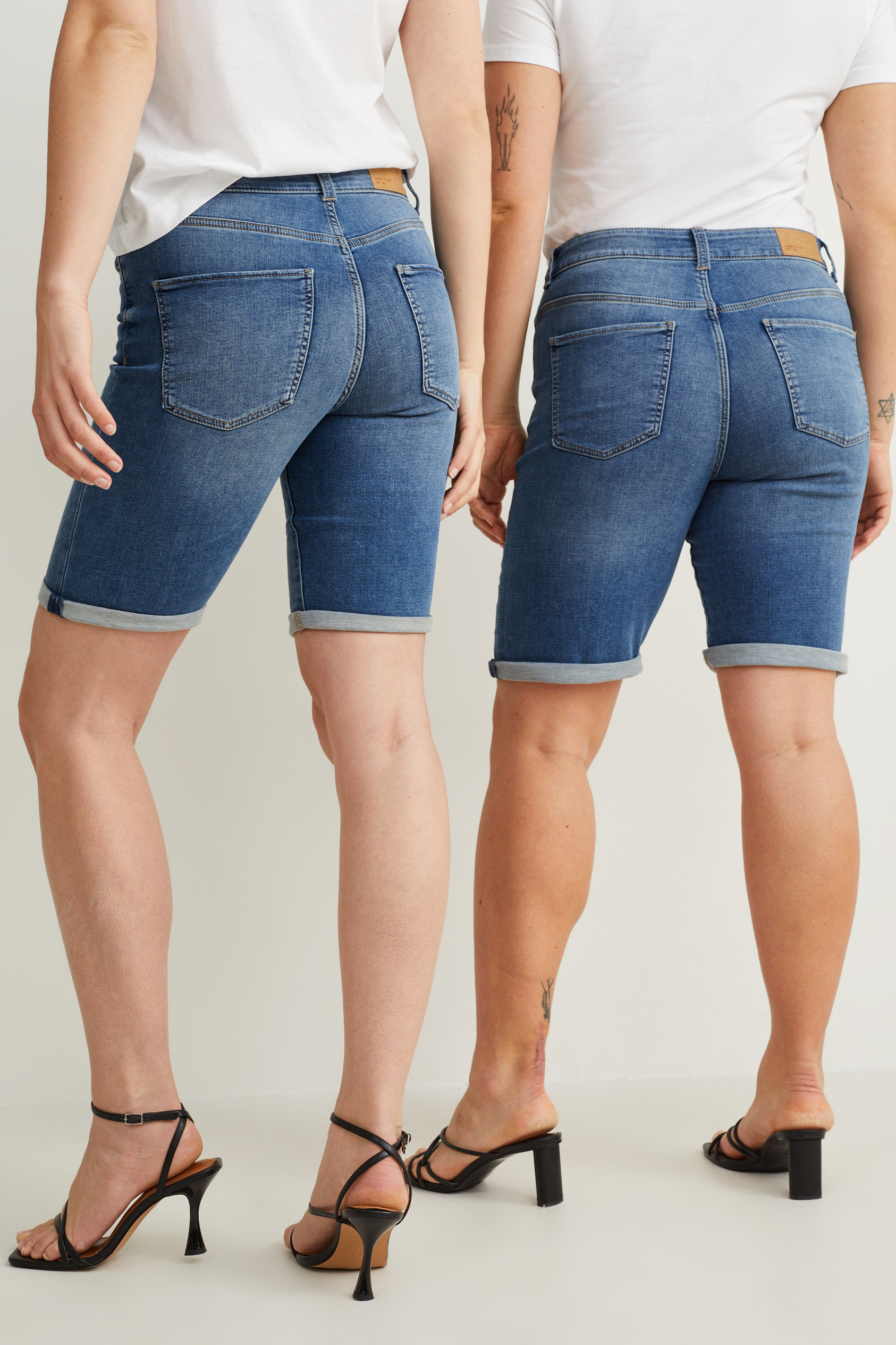 Denim Bermuda shorts - mid-rise waist - jog denim - LYCRA?