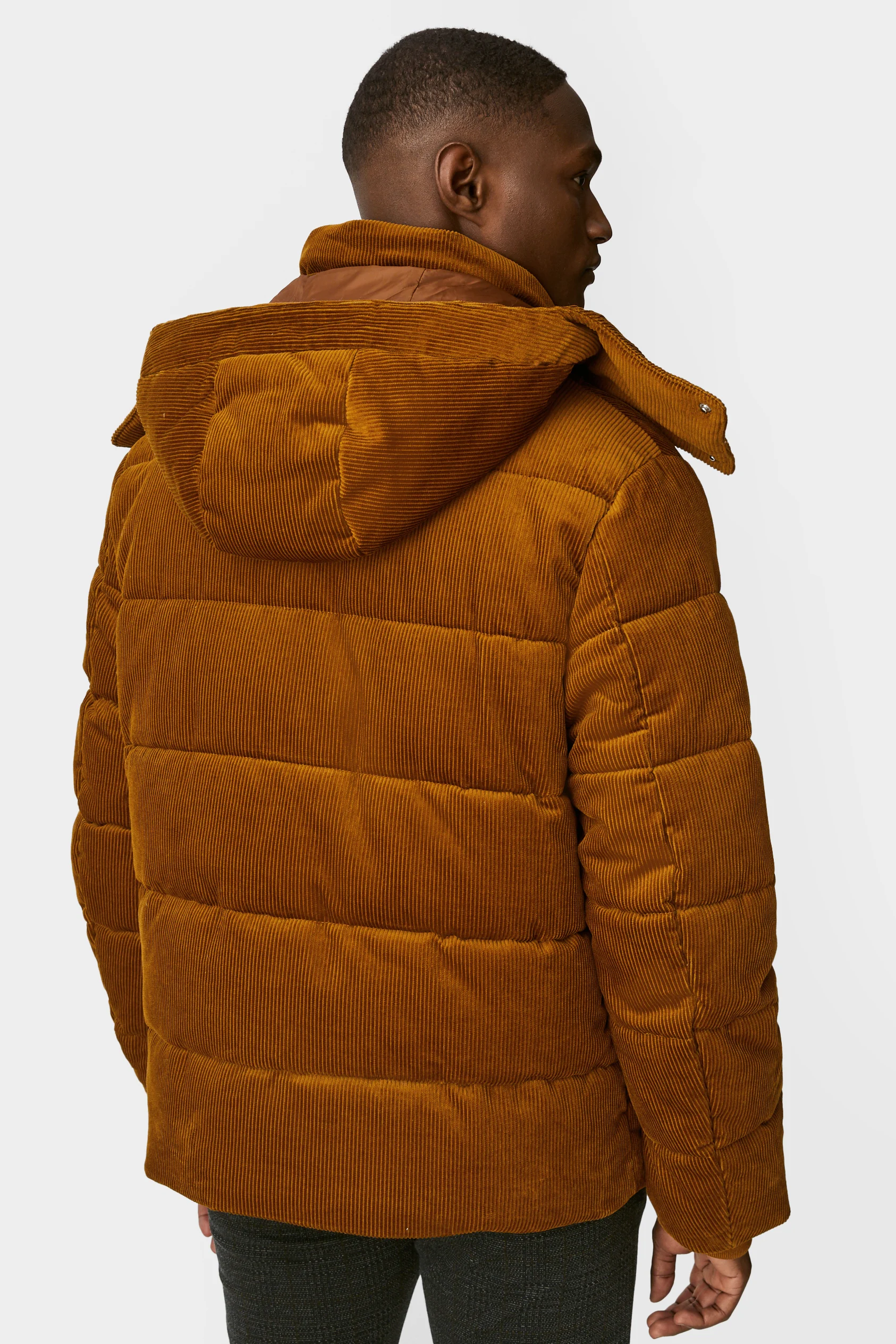 Corduroy jacket with hood