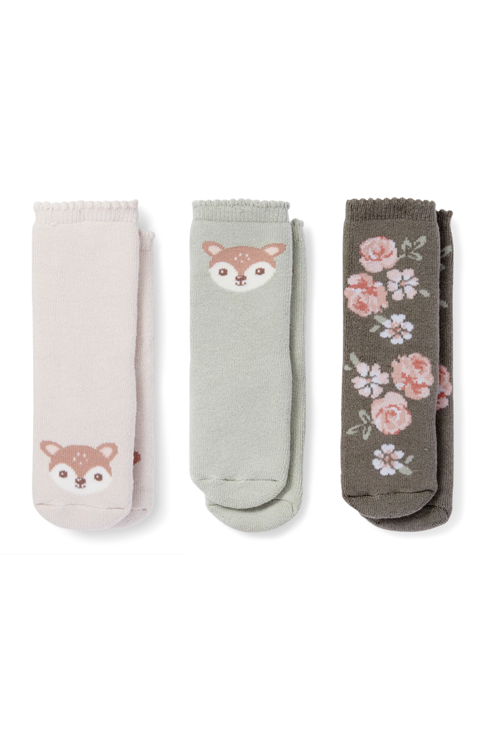 Multipack of 3 - fawn - baby socks with motif - winter