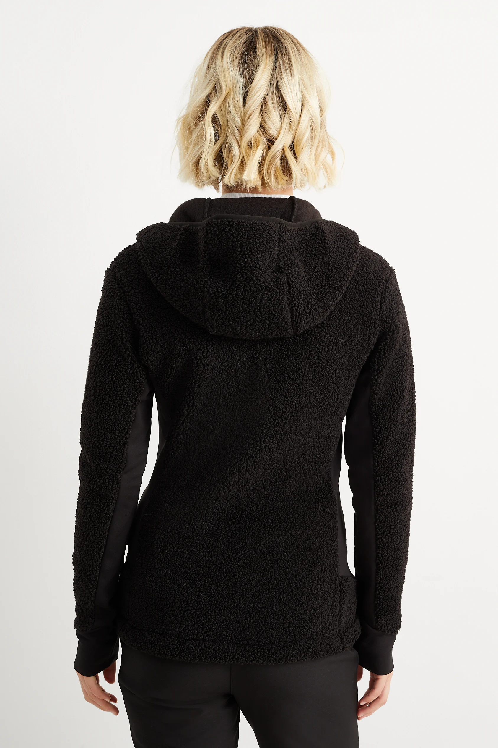 Teddy fur zip-through sweatshirt with hood