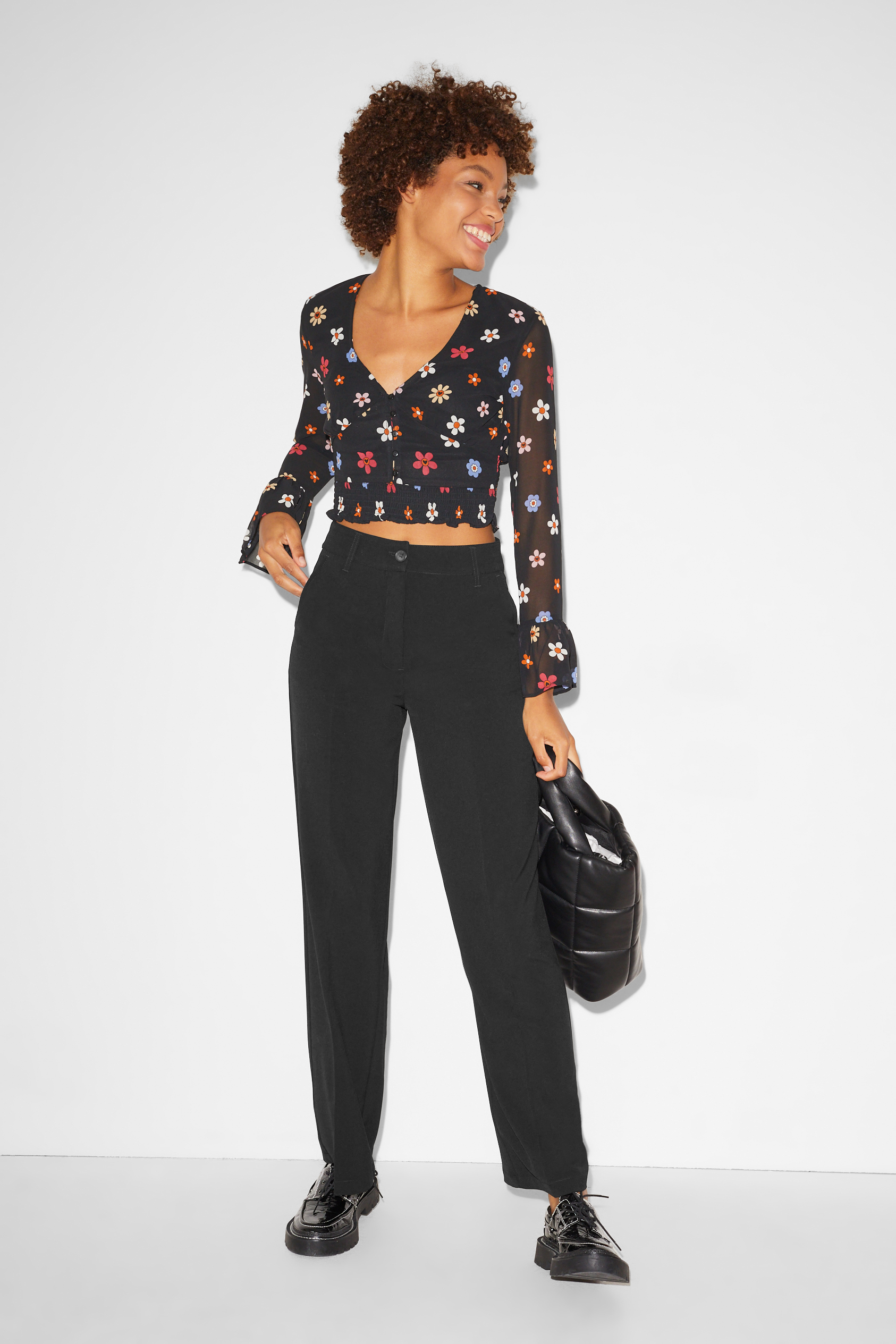 CLOCKHOUSE - cloth trousers - high waist - wide leg