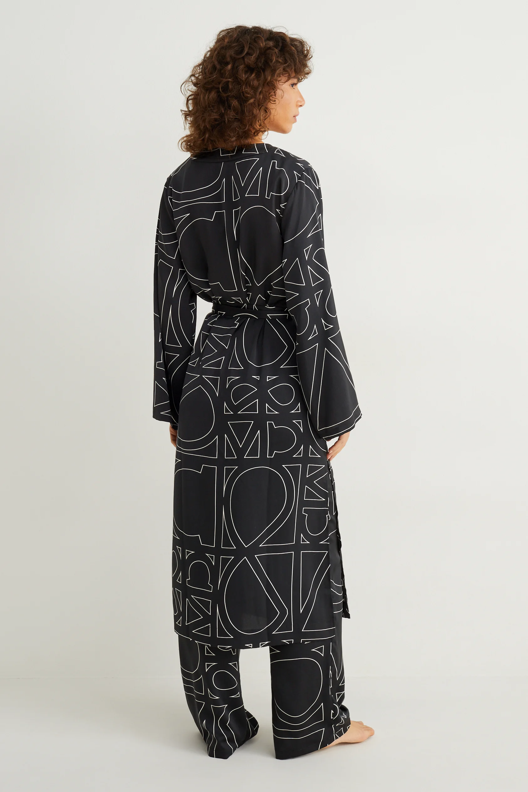 Satin dressing gown - patterned