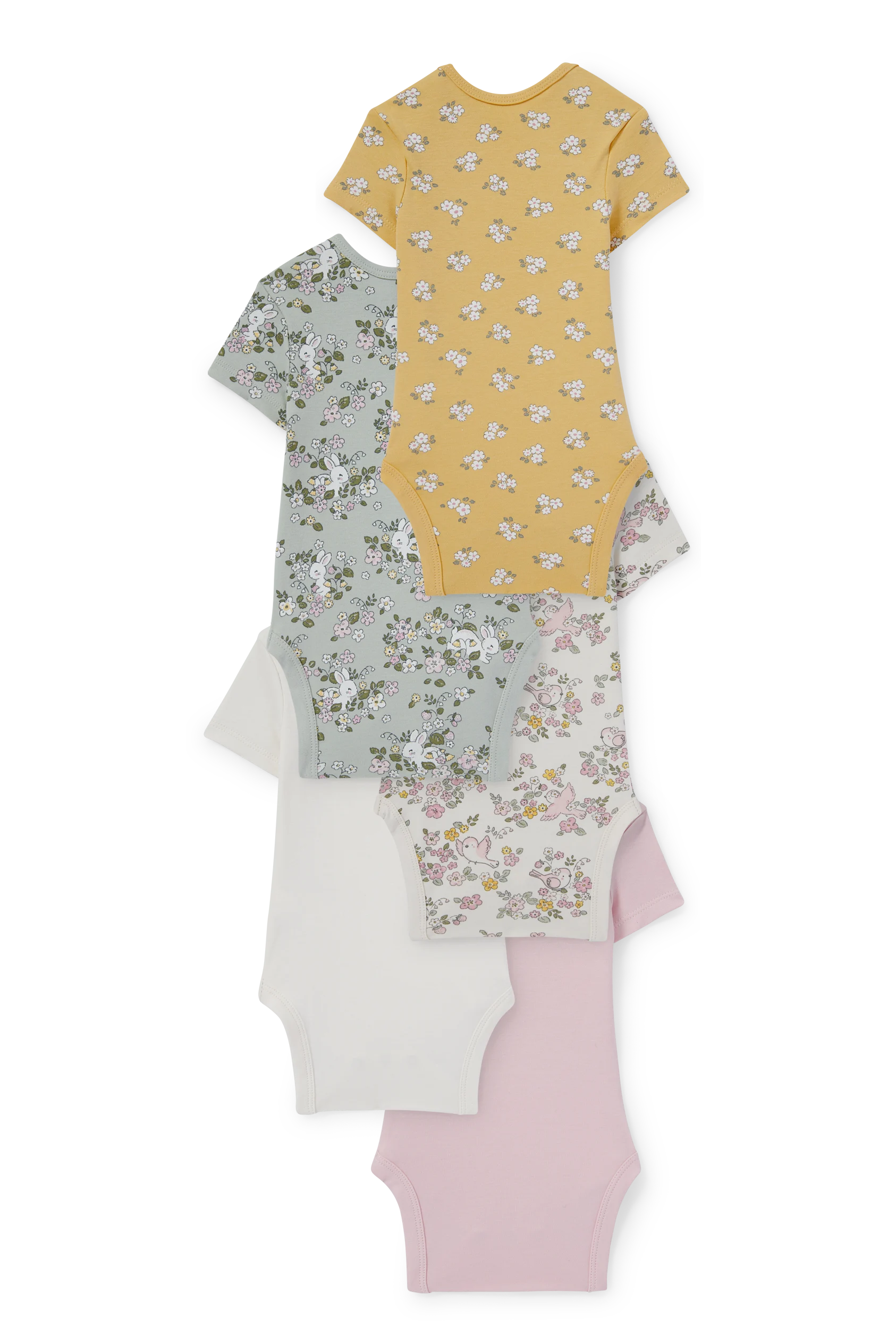 Multipack of 5 - flowers and animals - baby bodysuit