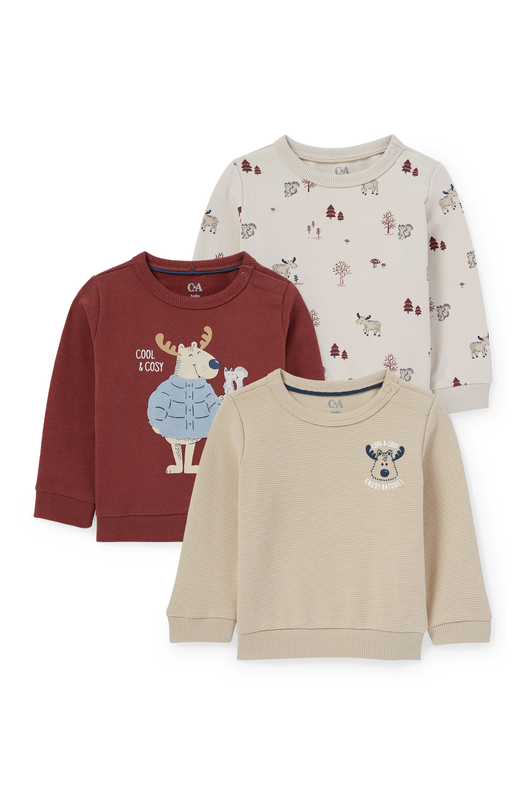 Multipack of 3 - elk - baby sweatshirt