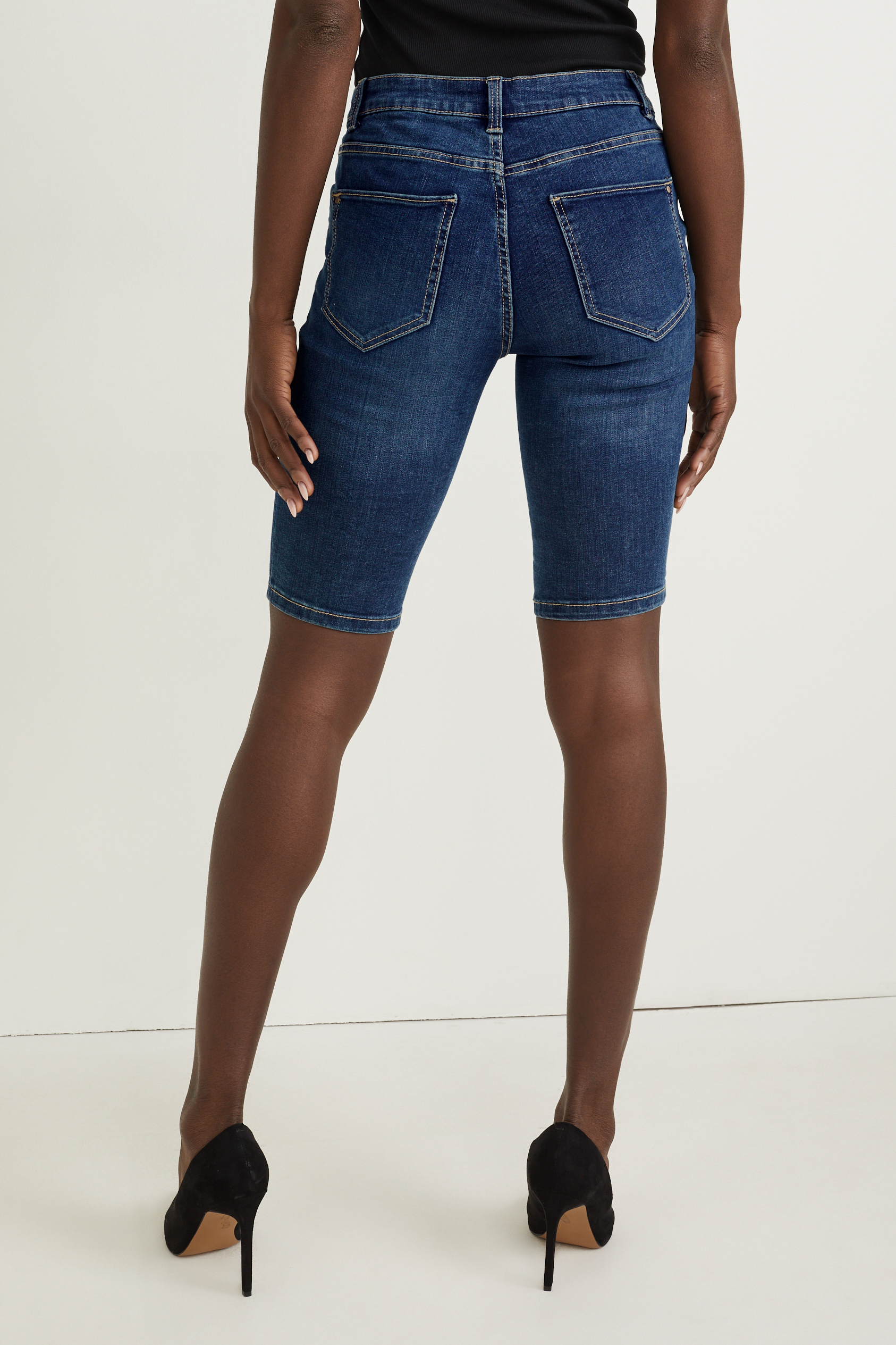 Denim bermuda shorts - mid-rise waist - LYCRA?