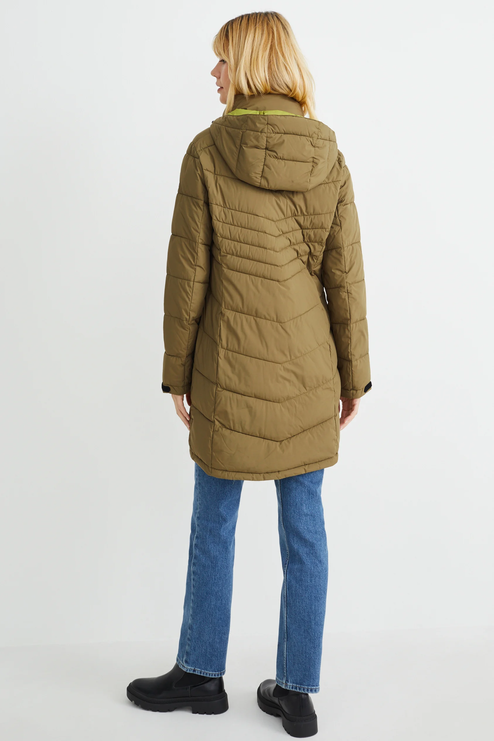 Quilted coat with hood