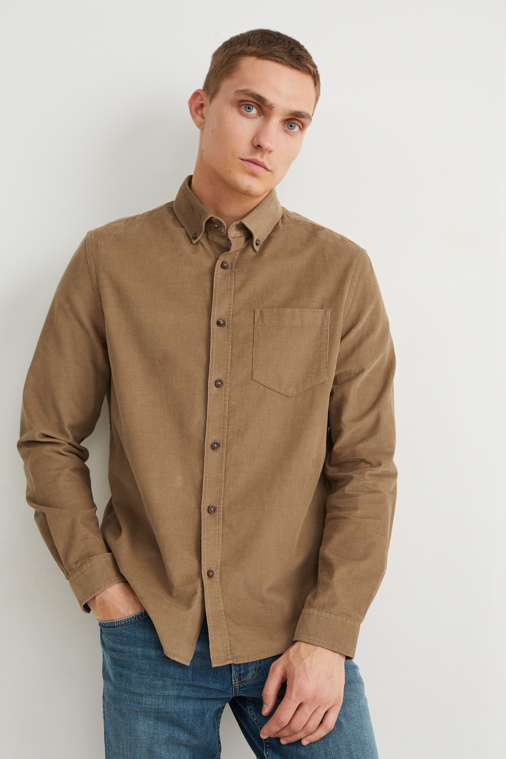 Corduroy shirt - regular fit - button-down collar