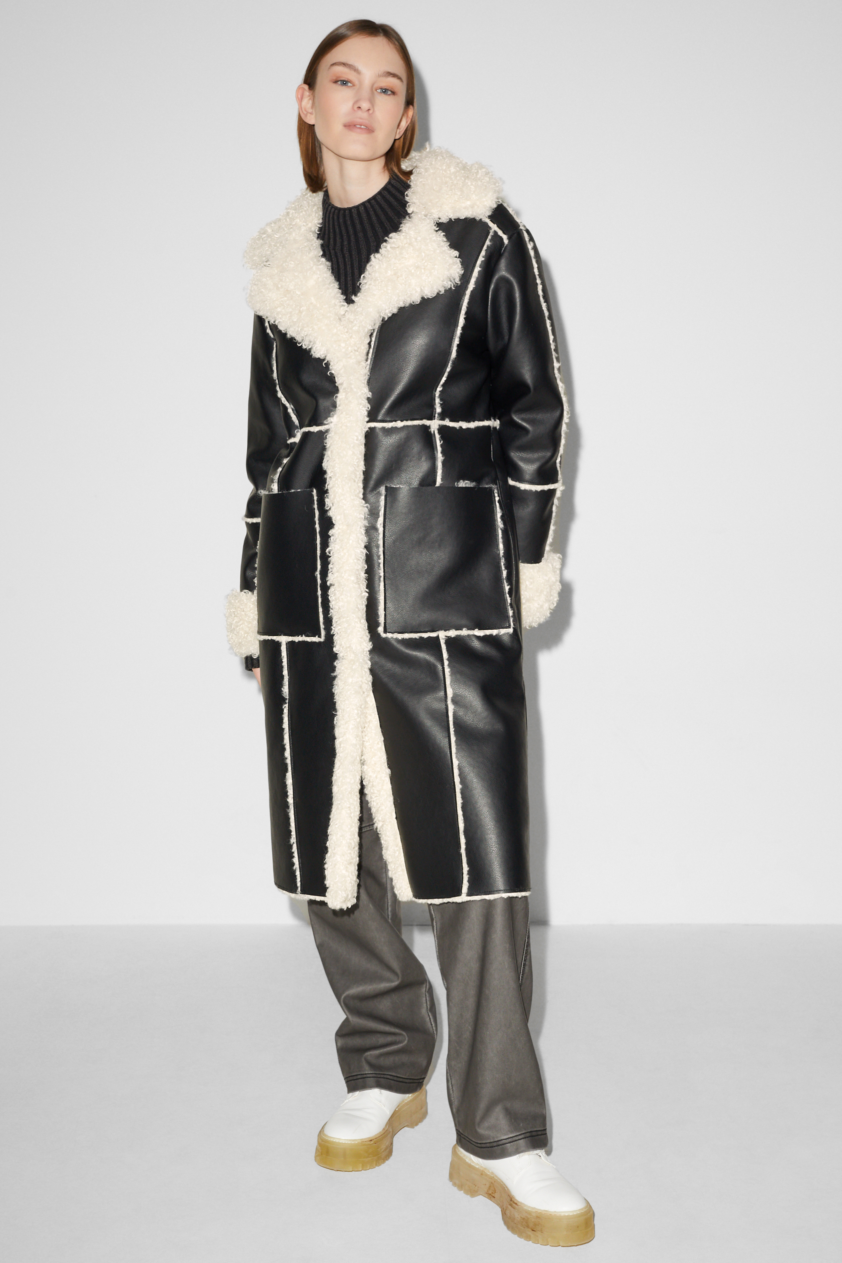 CLOCKHOUSE - shearling coat - faux leather