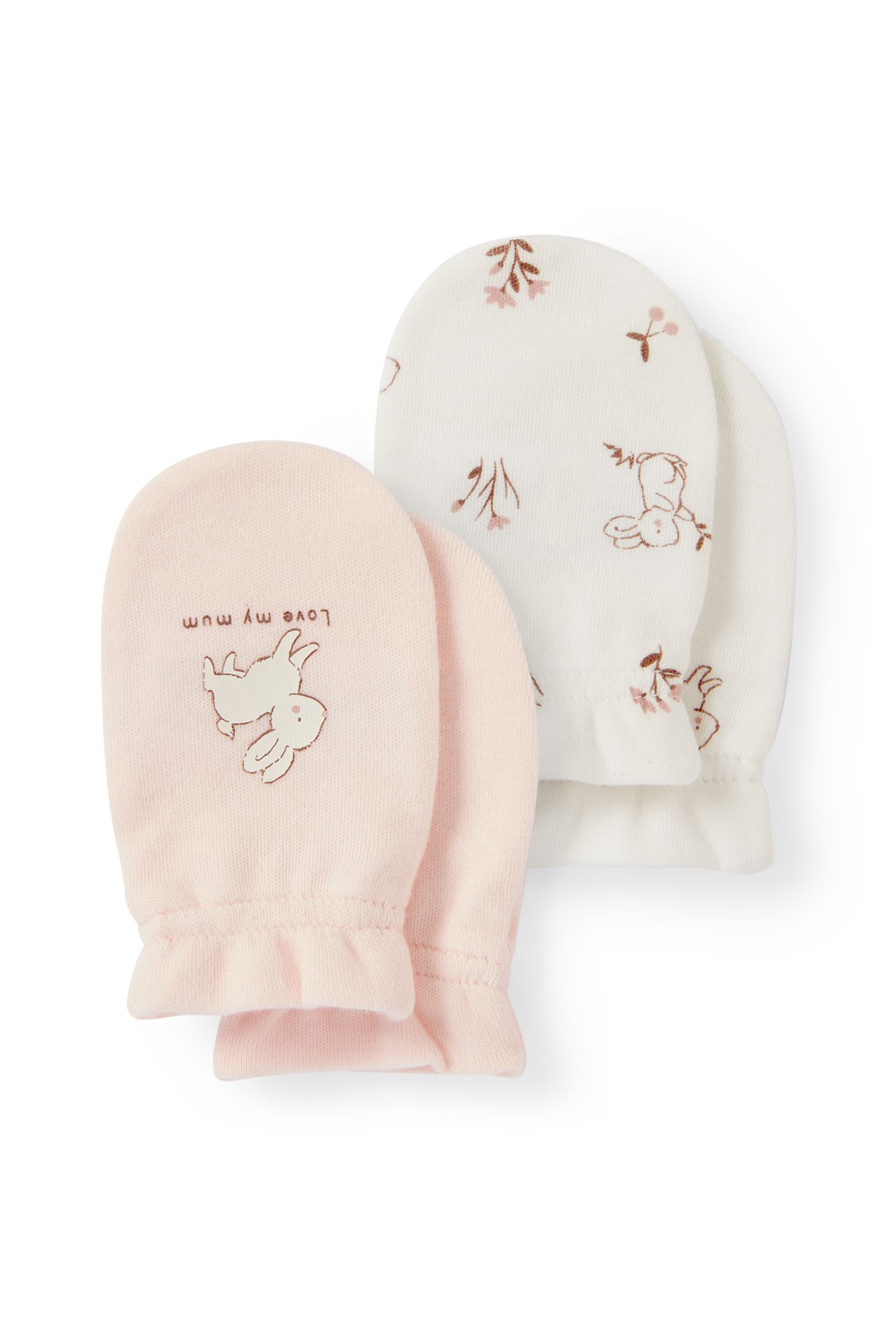 Multipack of 2 - rabbit - scratch mittens