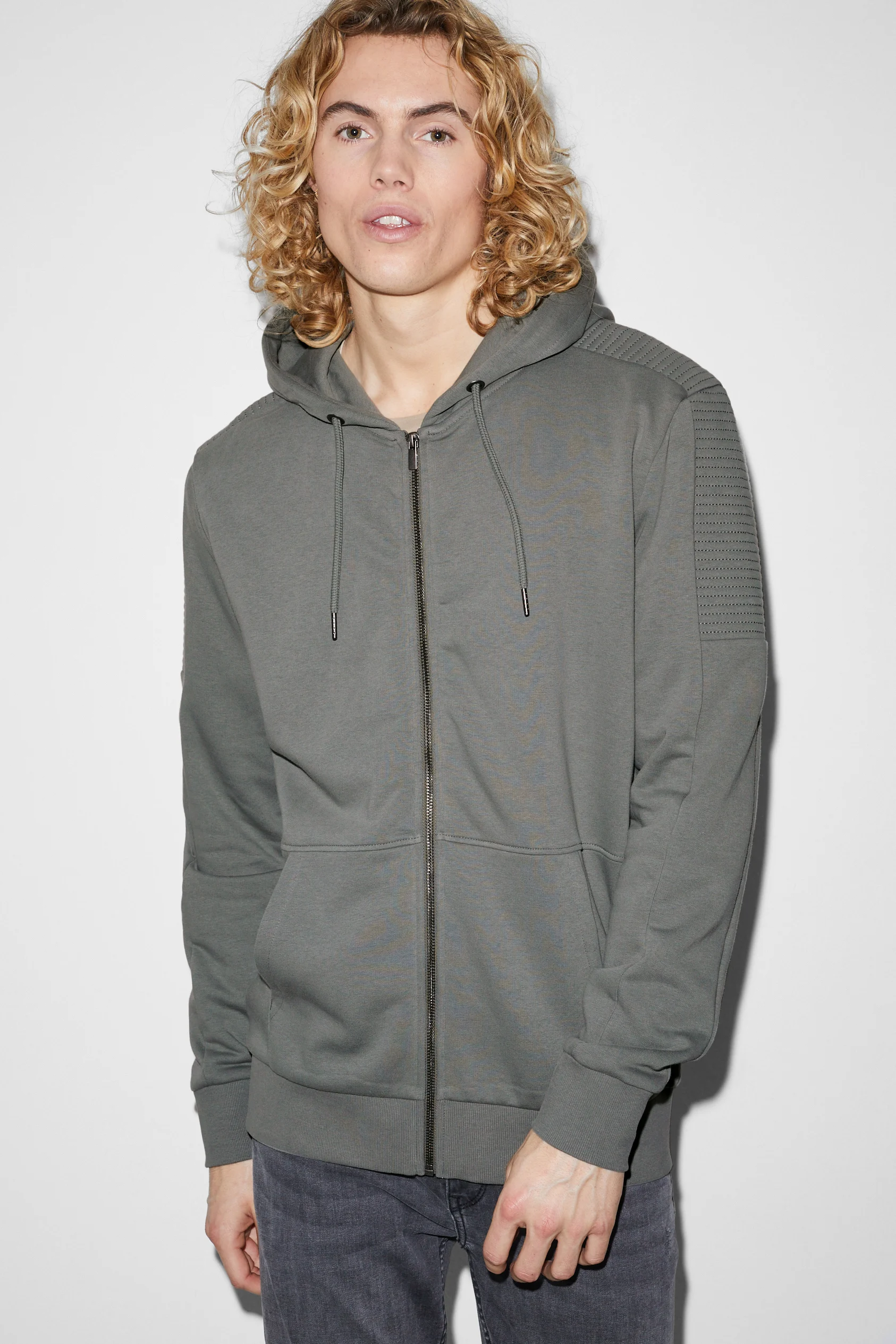 Zip-through sweatshirt with hood