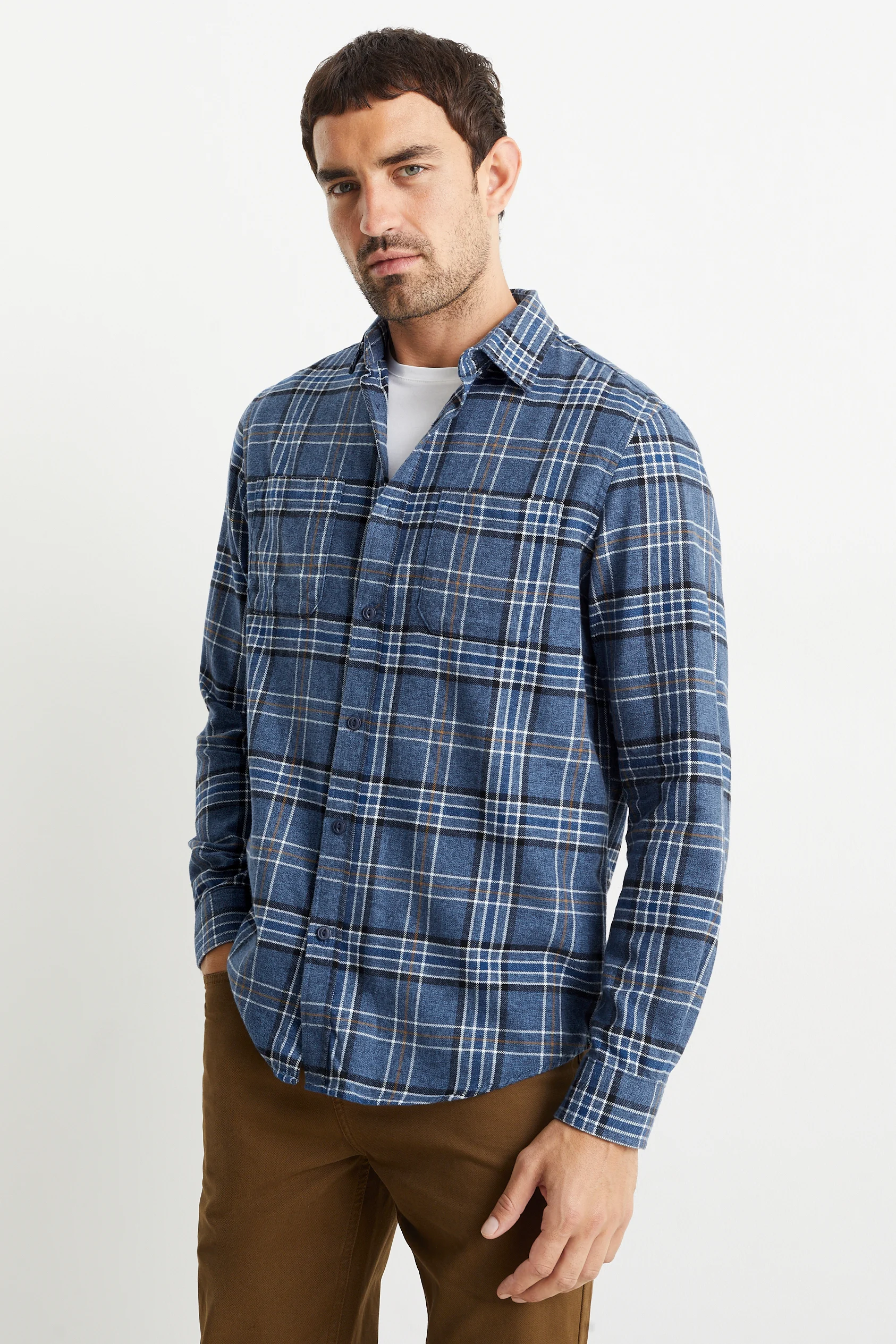 Flannel shirt - regular fit - Kent collar - check