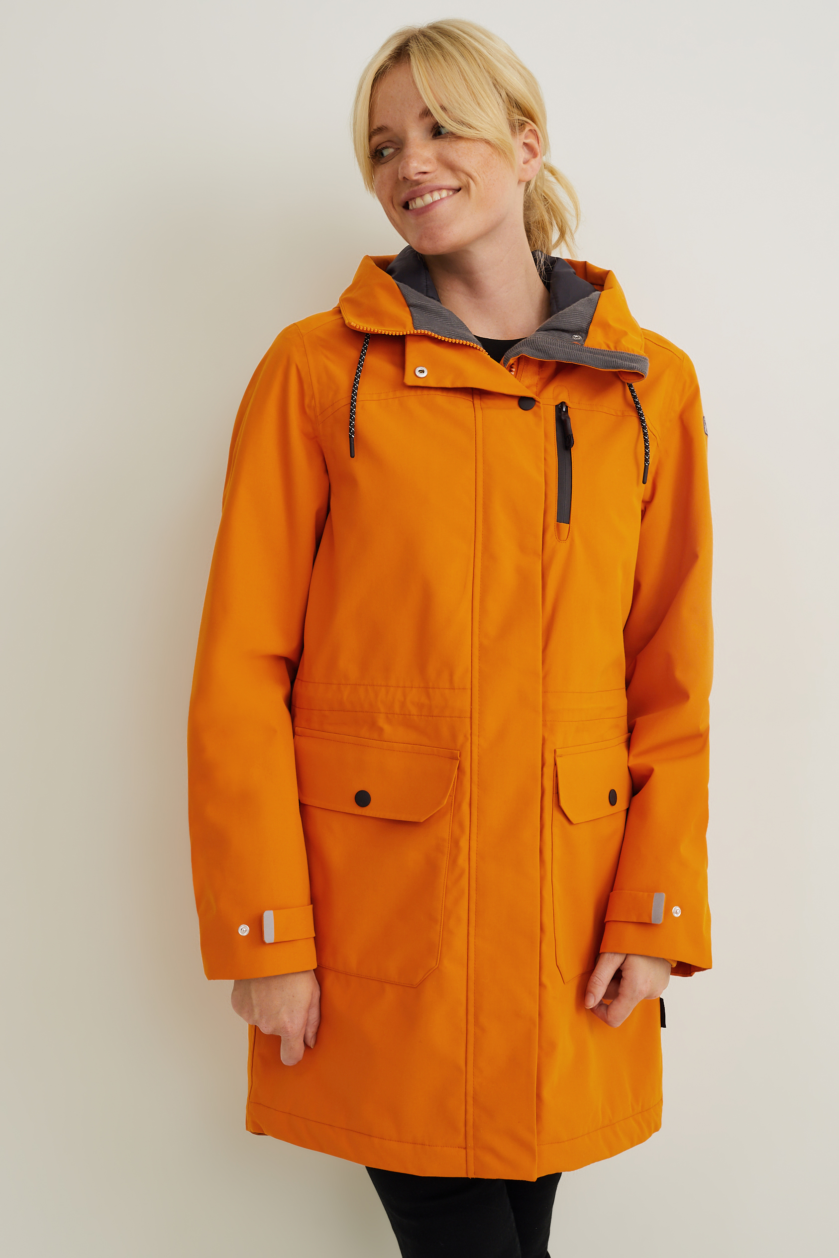 Outdoor jacket with hood