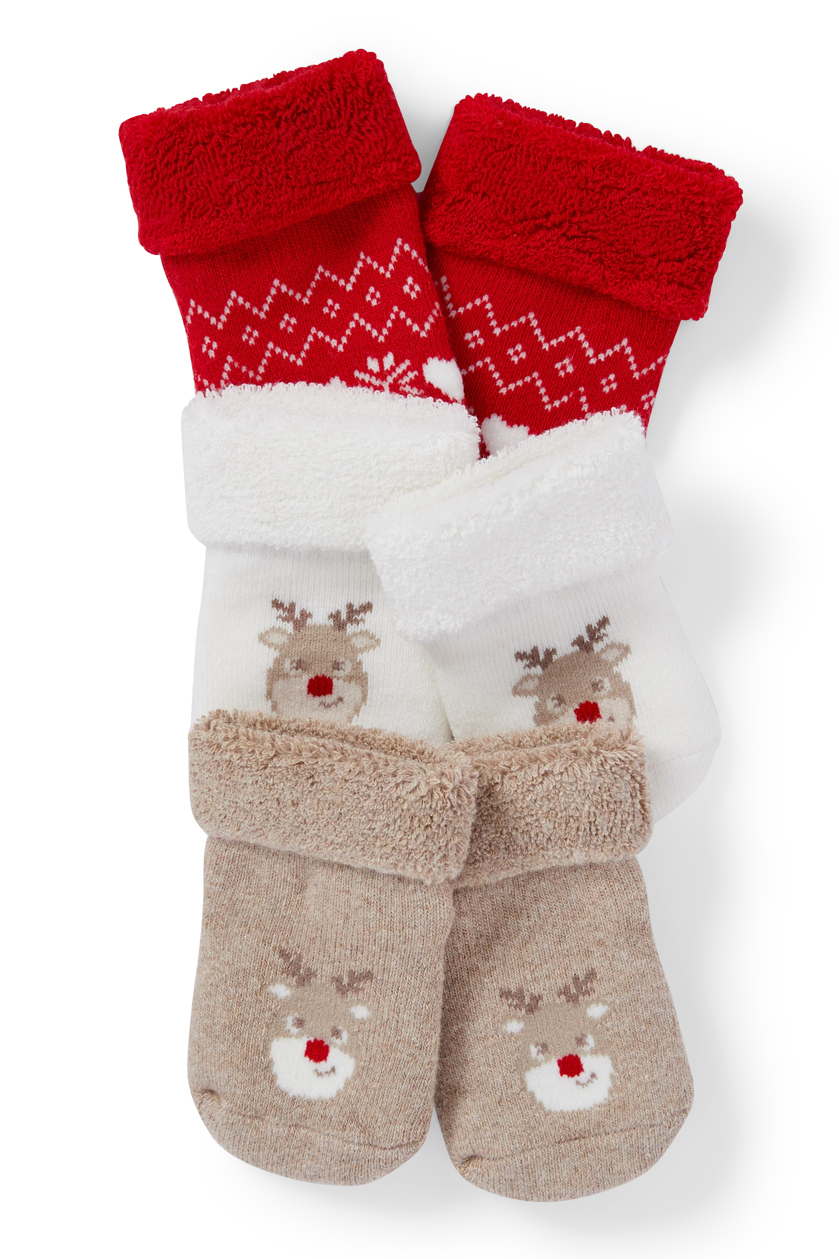 Multipack of 3 - Rudolf - newborn Christmas socks