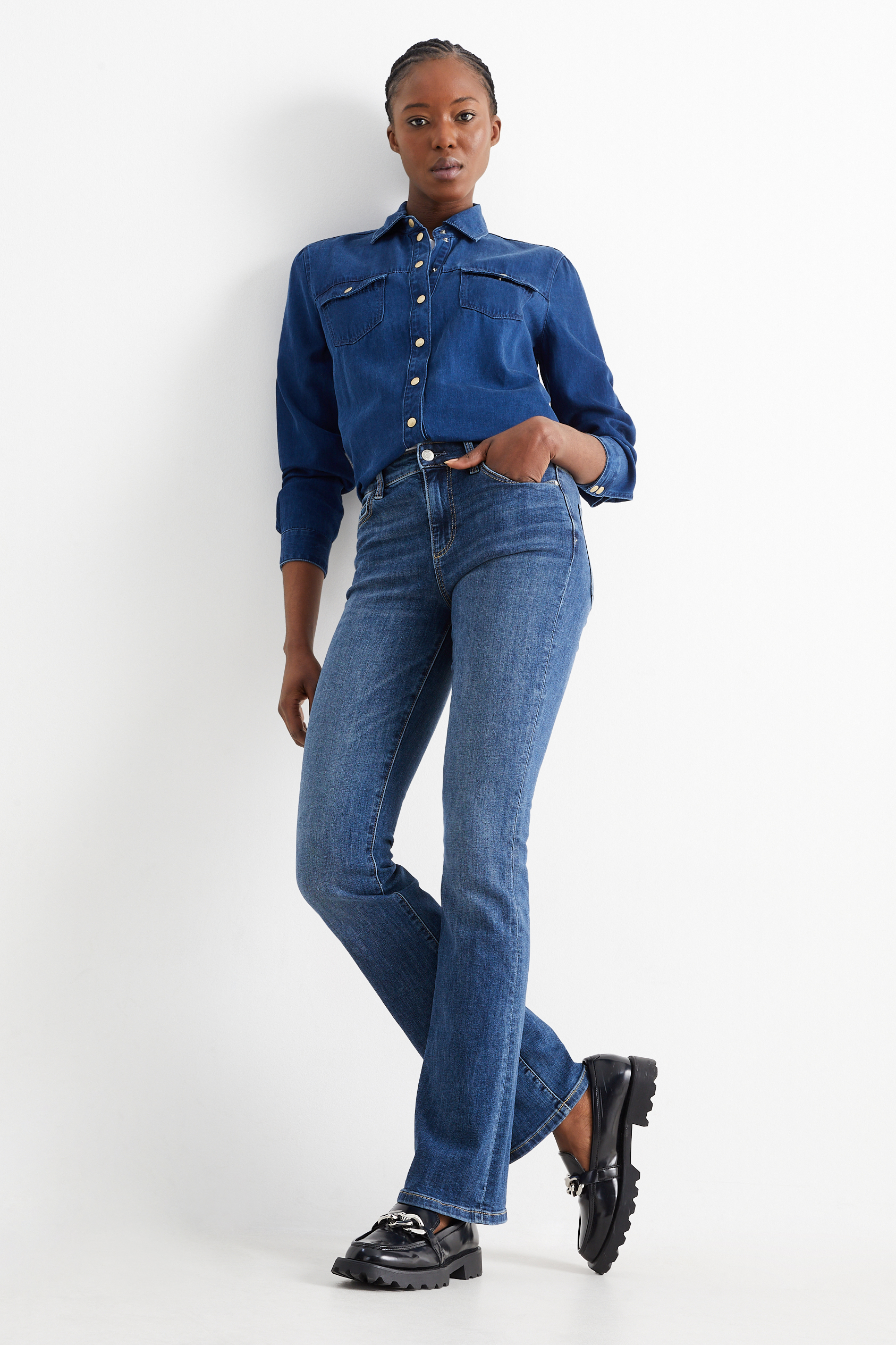 Bootcut jeans - mid-rise waist - LYCRA?