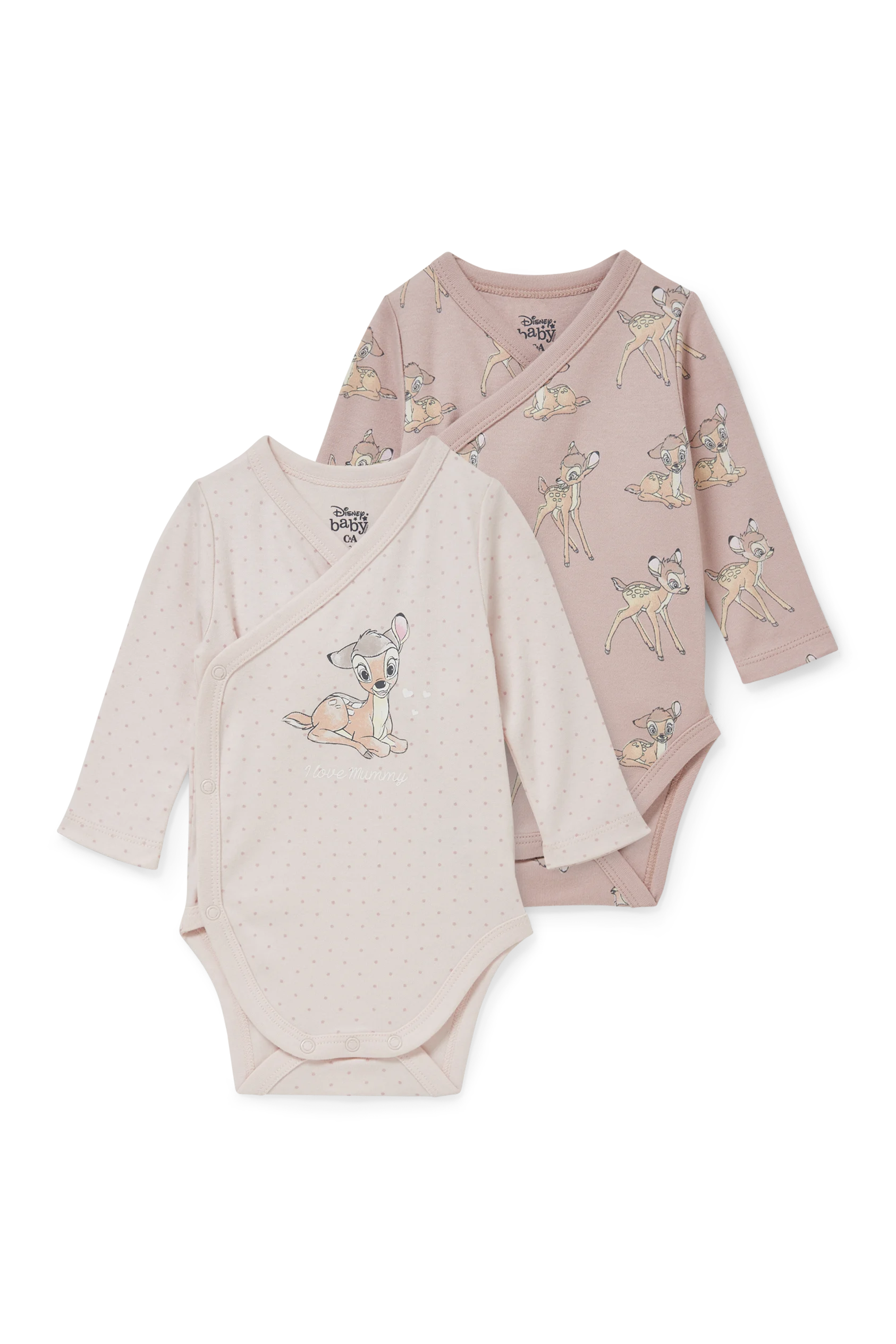 Multipack of 2 - Bambi - baby wrapover bodysuit