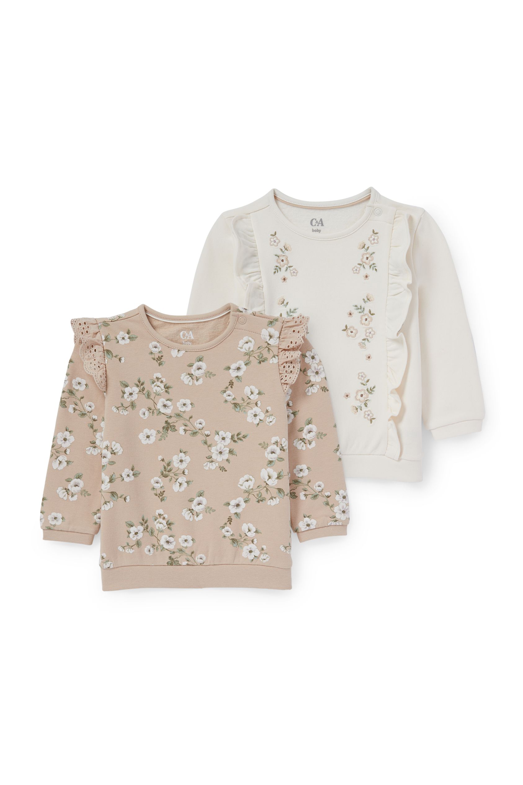 Multipack of 2 - flowers - baby sweatshirt