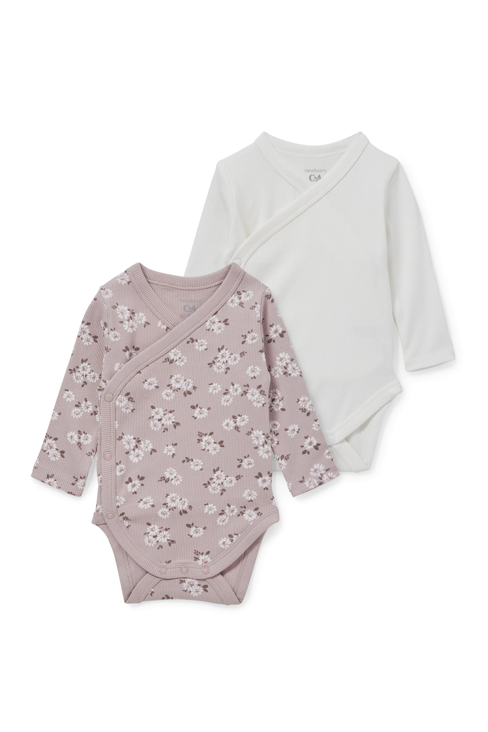 Multipack of 2 - wrapover baby bodysuit