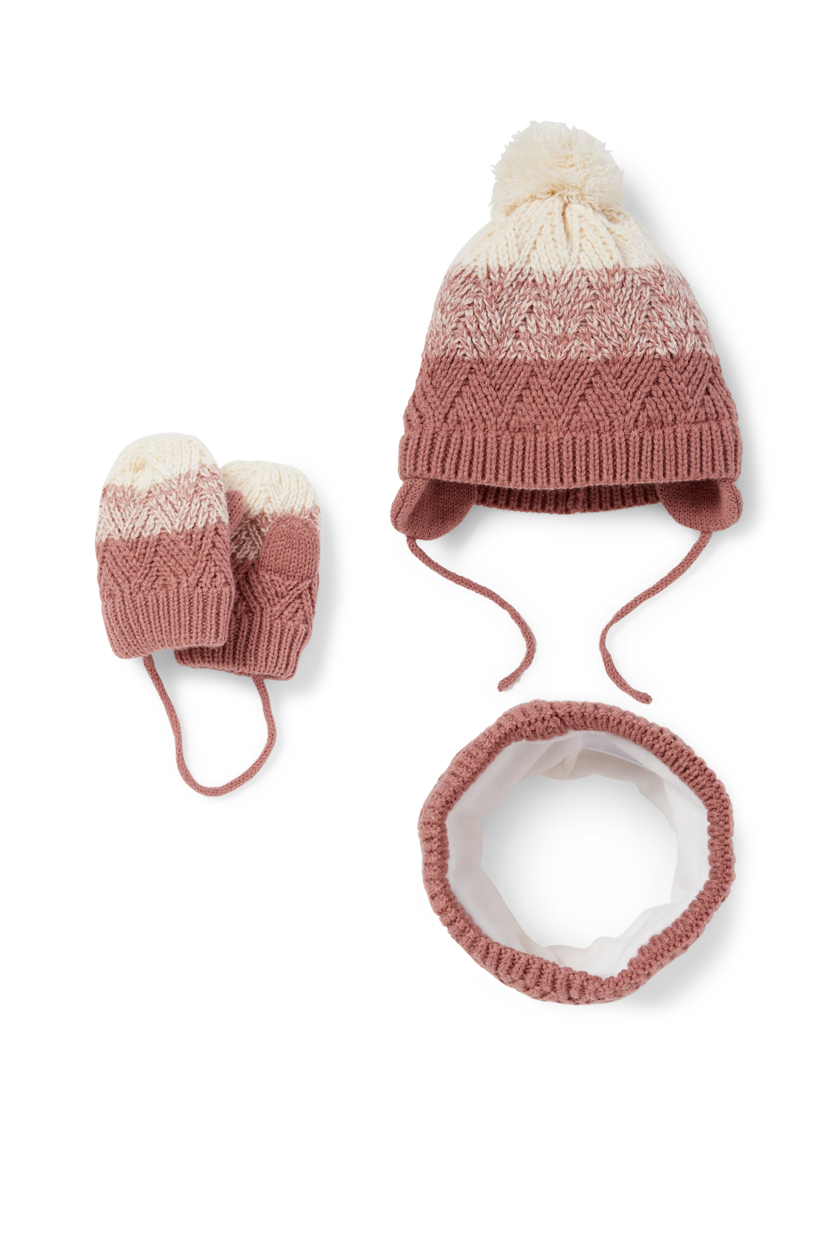 Set - baby hat, snood and mittens - 3 piece
