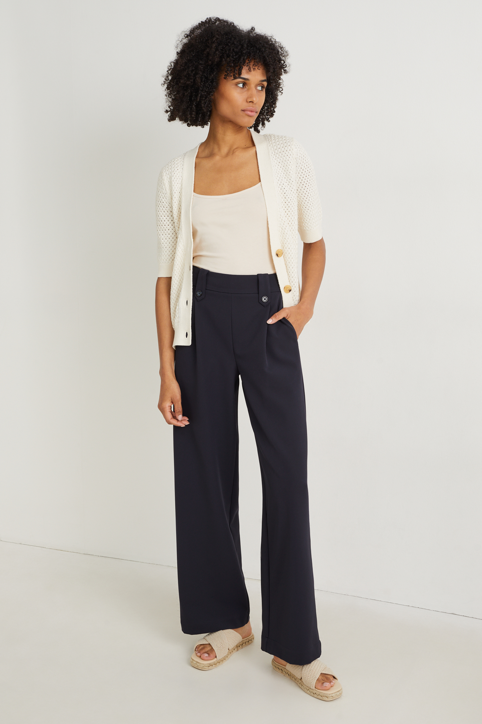 Cloth trousers - high waist - wide leg