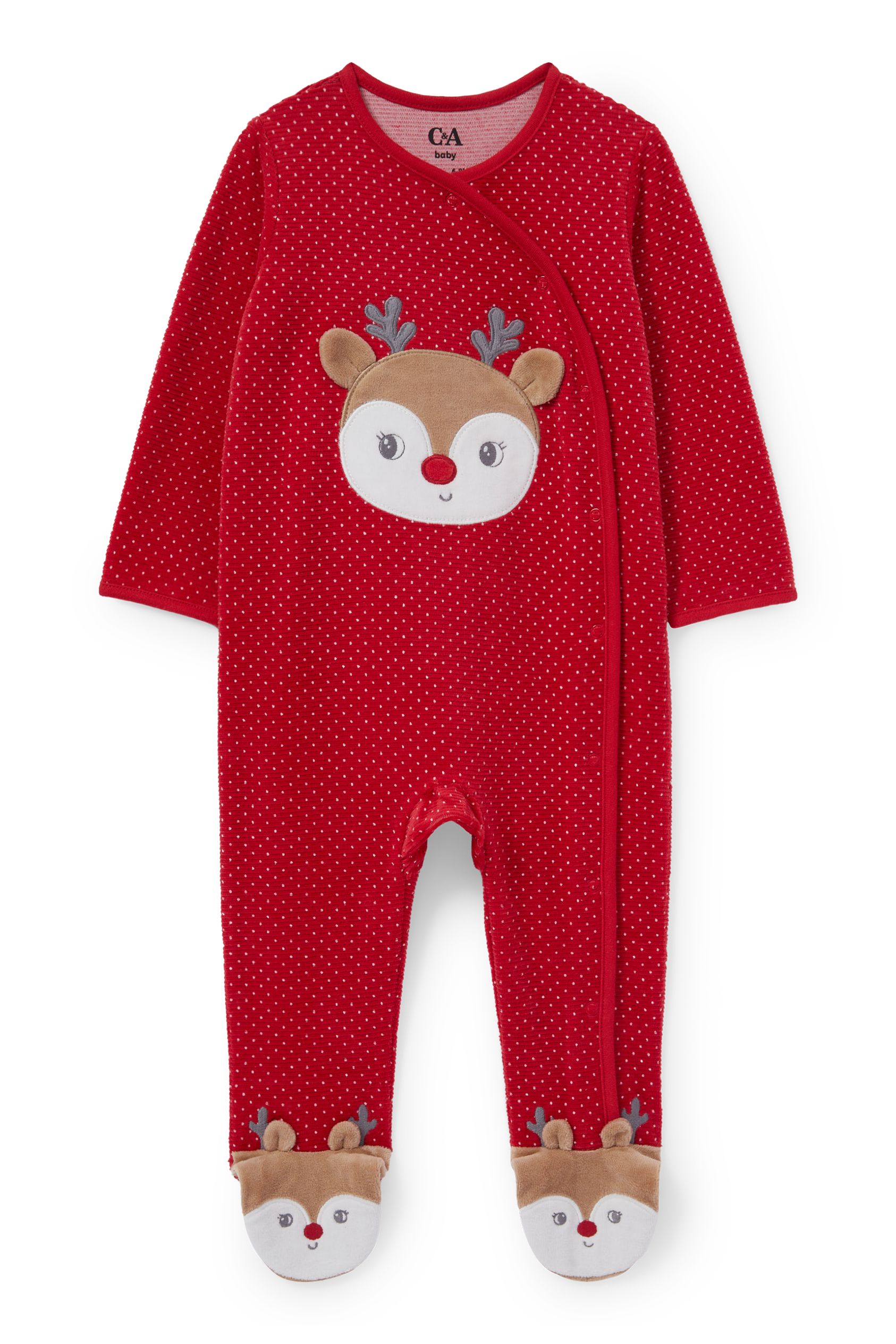 Rudolph - baby Christmas sleepsuit - polka dot