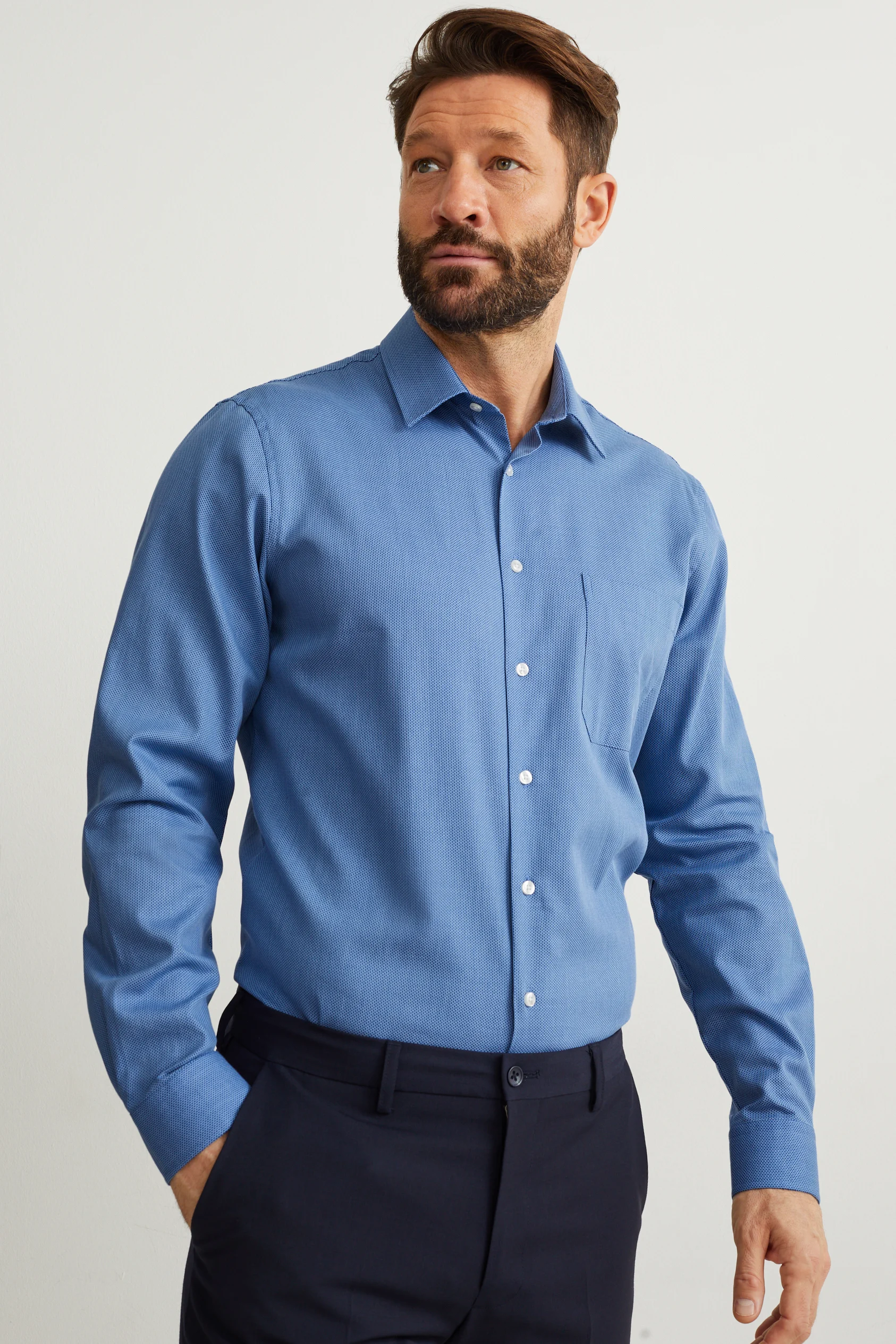 Business ko?ile - regular fit - kent - snadné ?ehlení - se vzorem