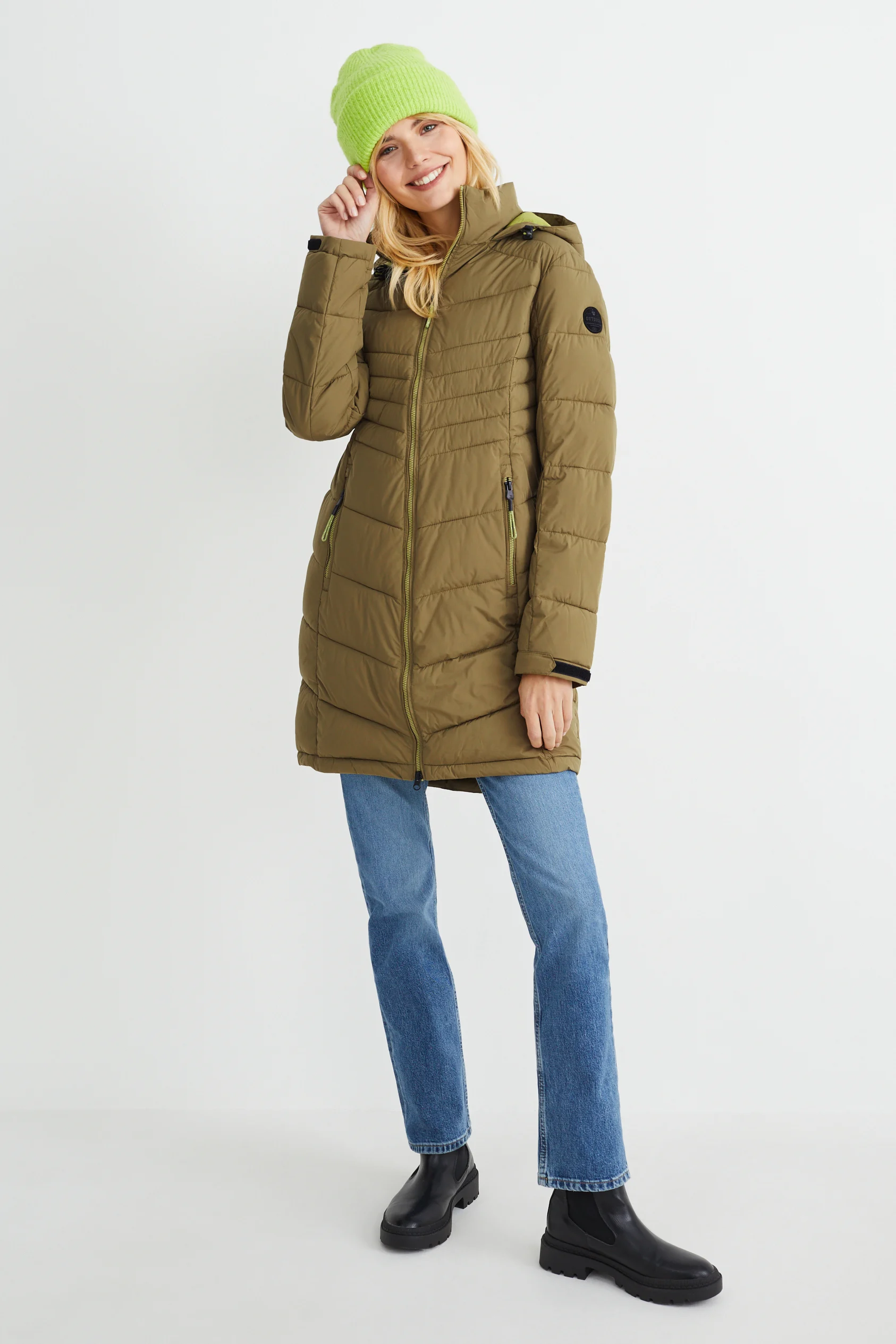 Quilted coat with hood