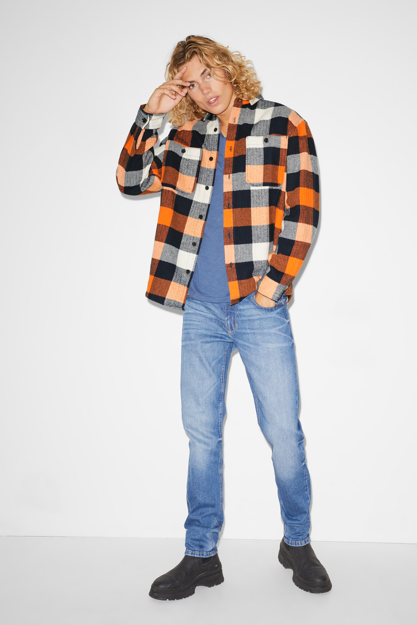 CLOCKHOUSE - shirt - relaxed fit - kent collar - check