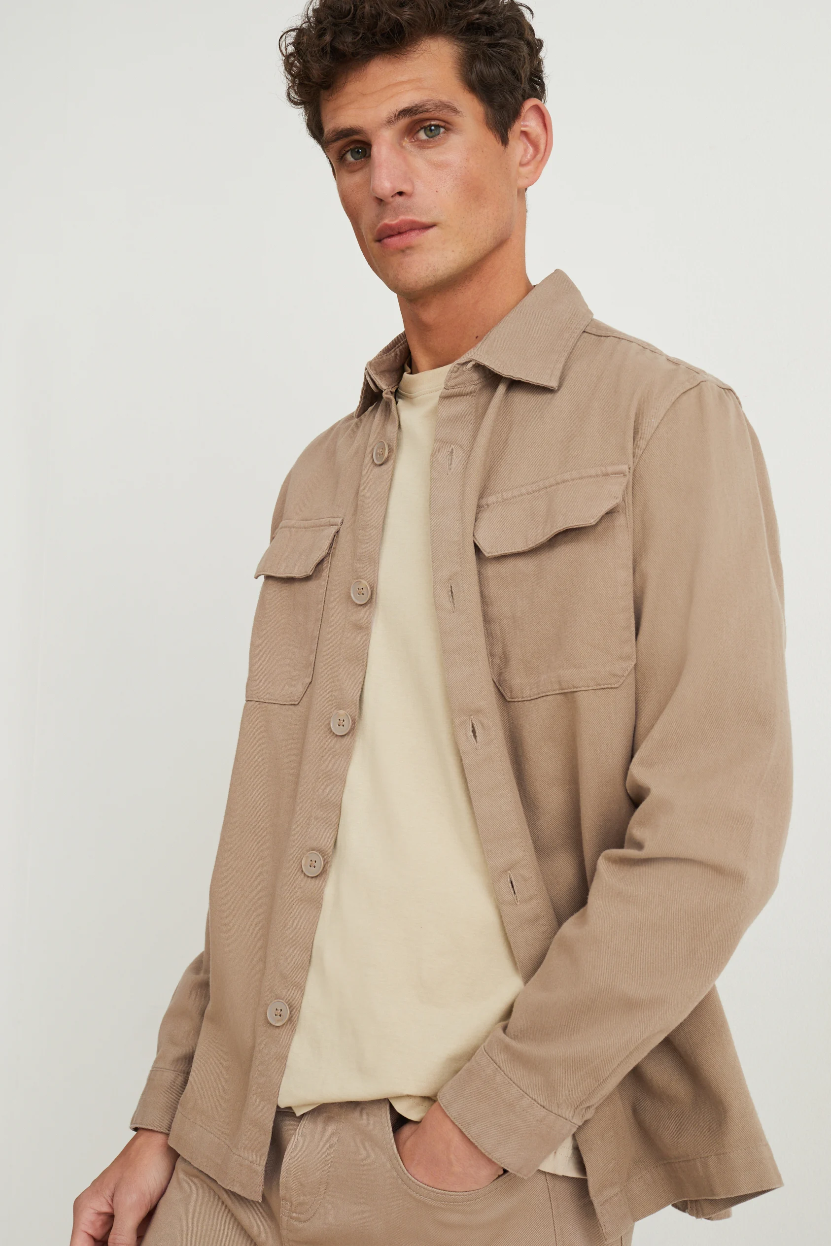Linen shirt jacket - regular fit