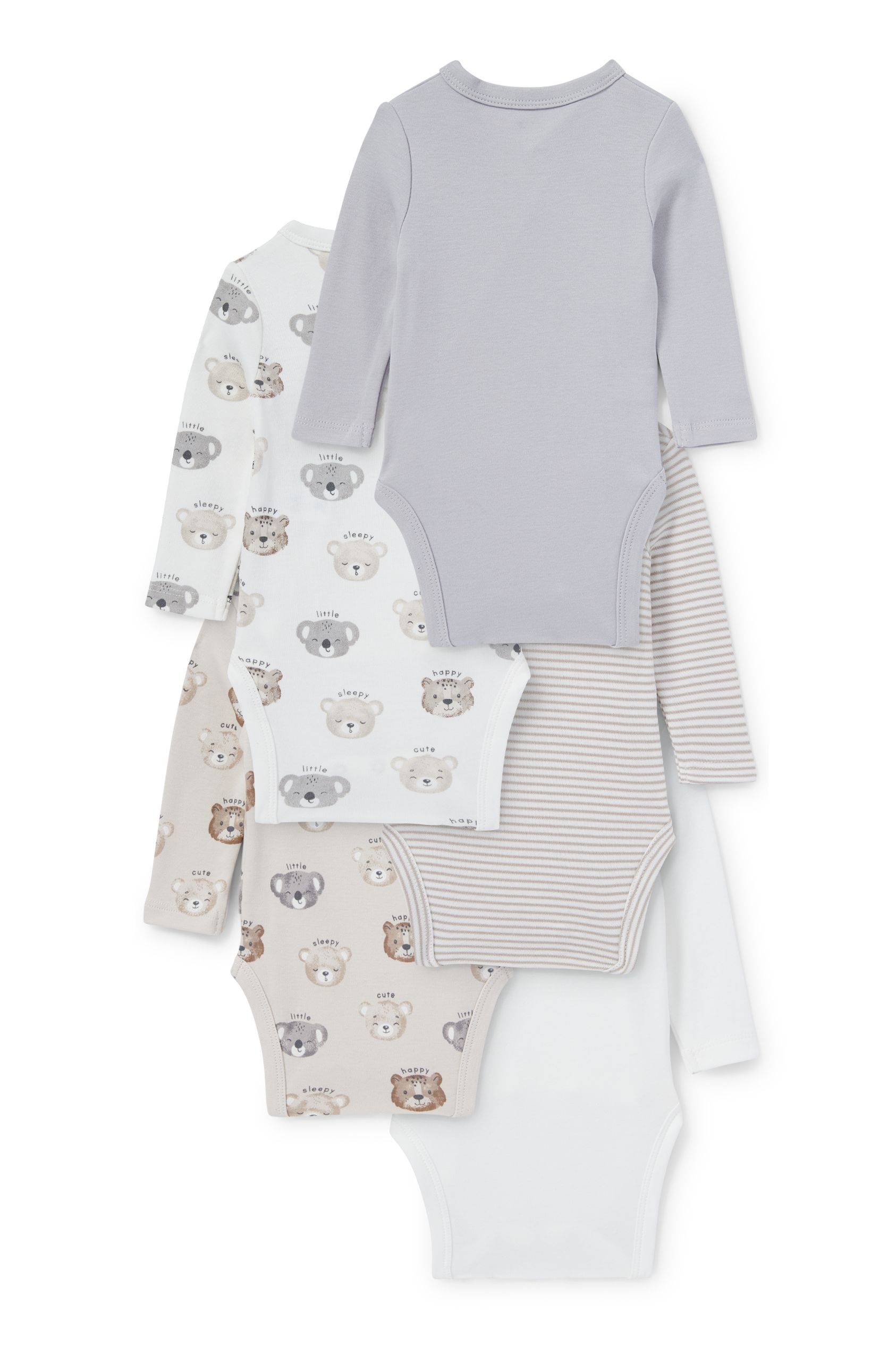 Multipack of 5 - teddy bear - baby wrapover bodysuit