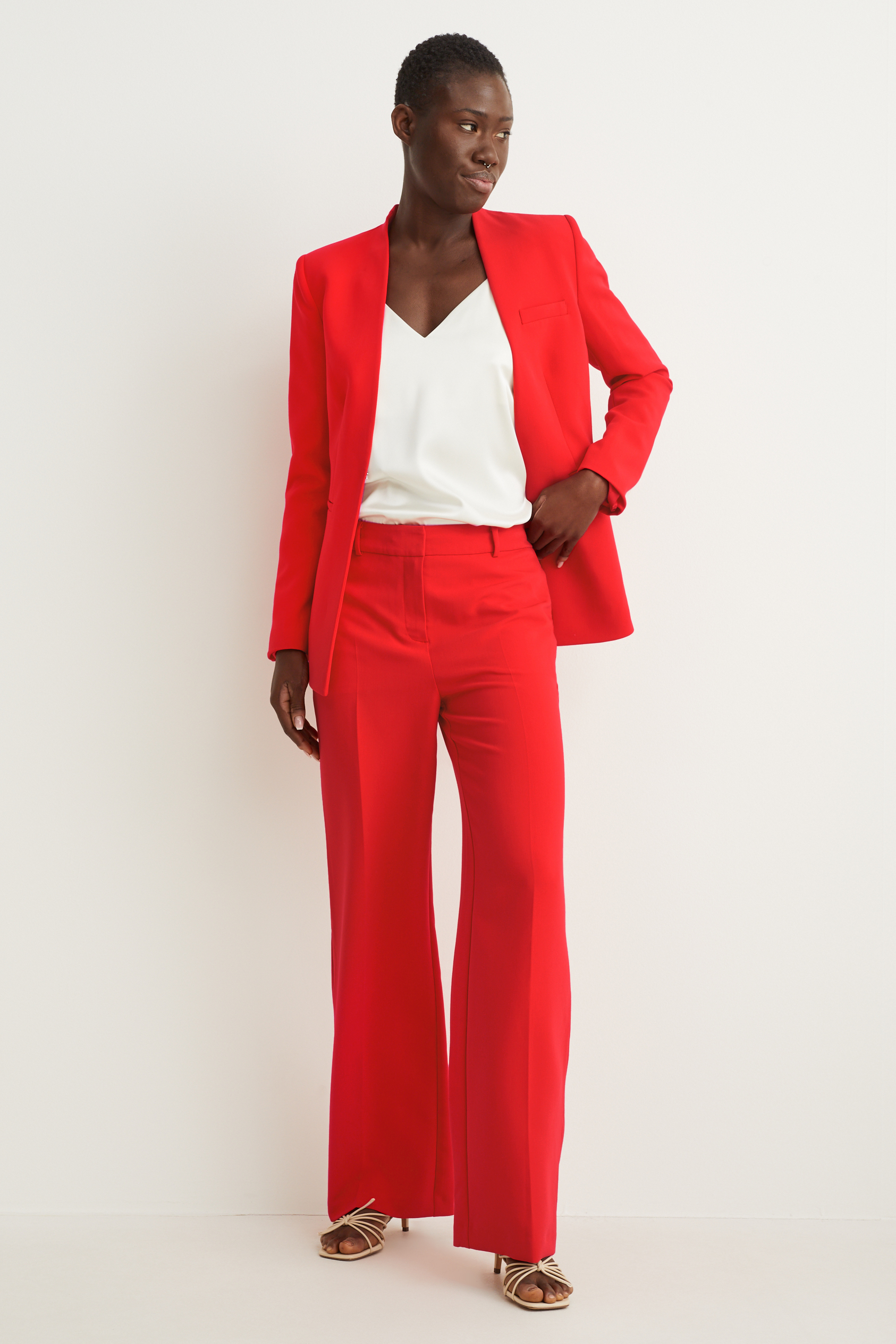 Business trousers - high waist - wide leg