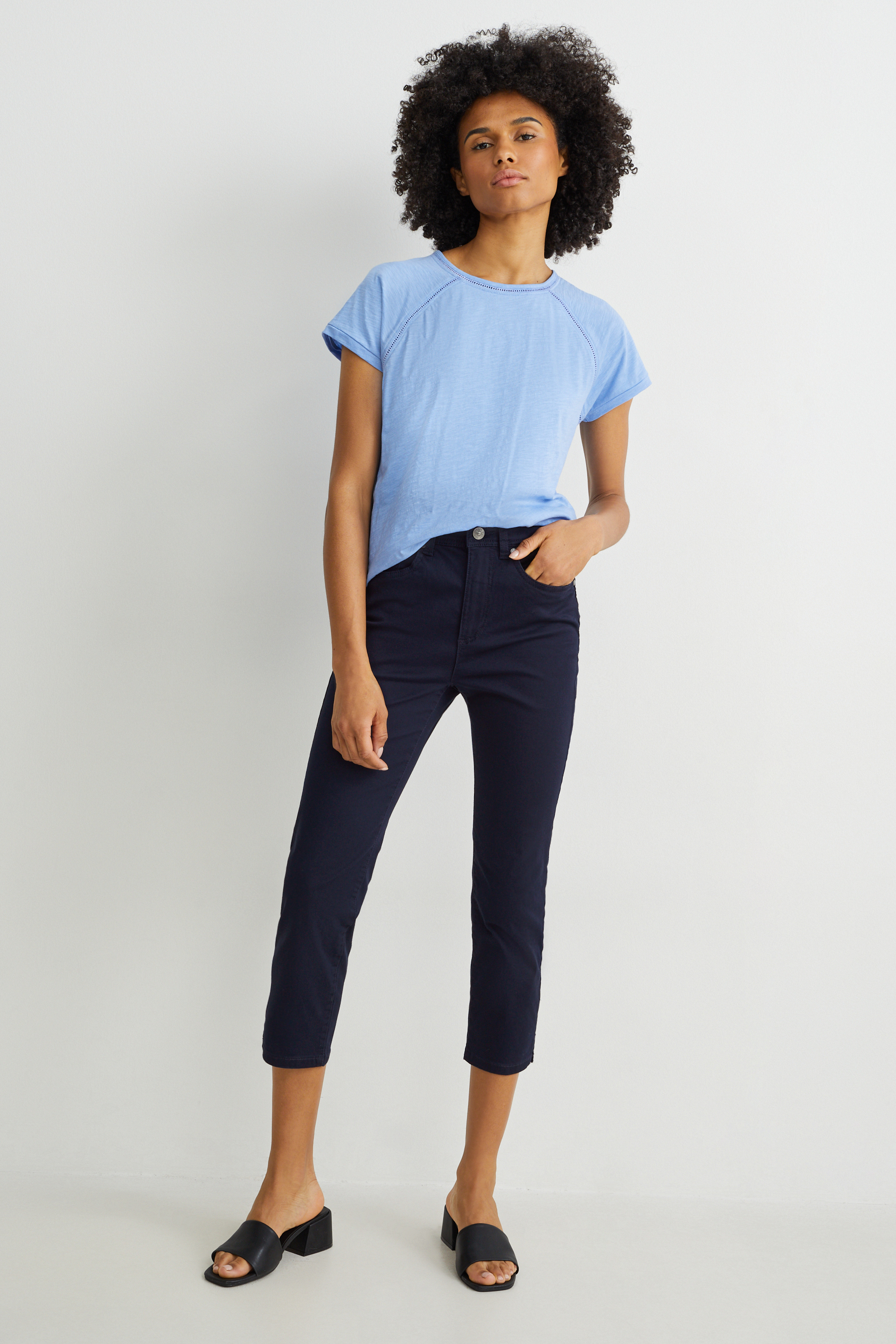 Cloth trousers - mid-rise waist - skinny fit