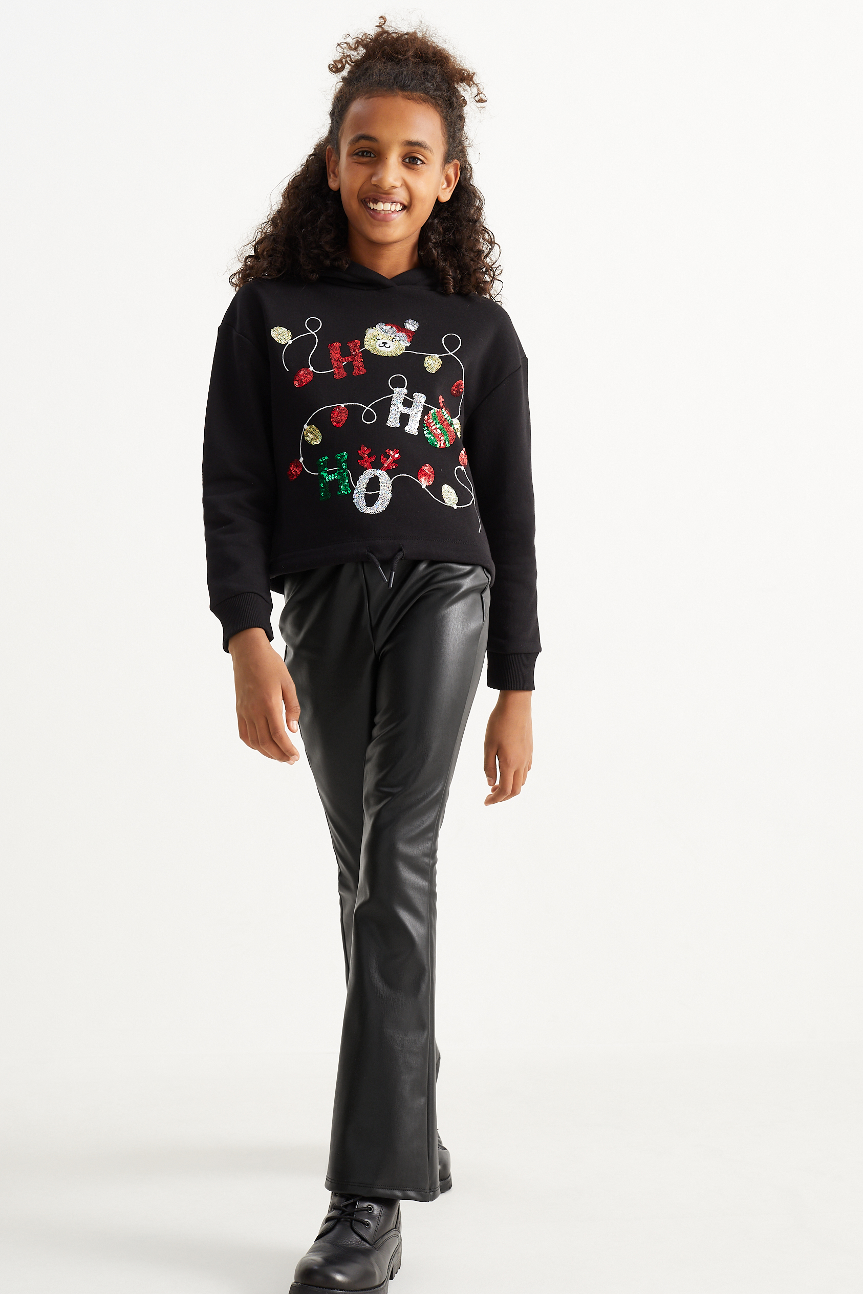 Flared leggings - faux leather