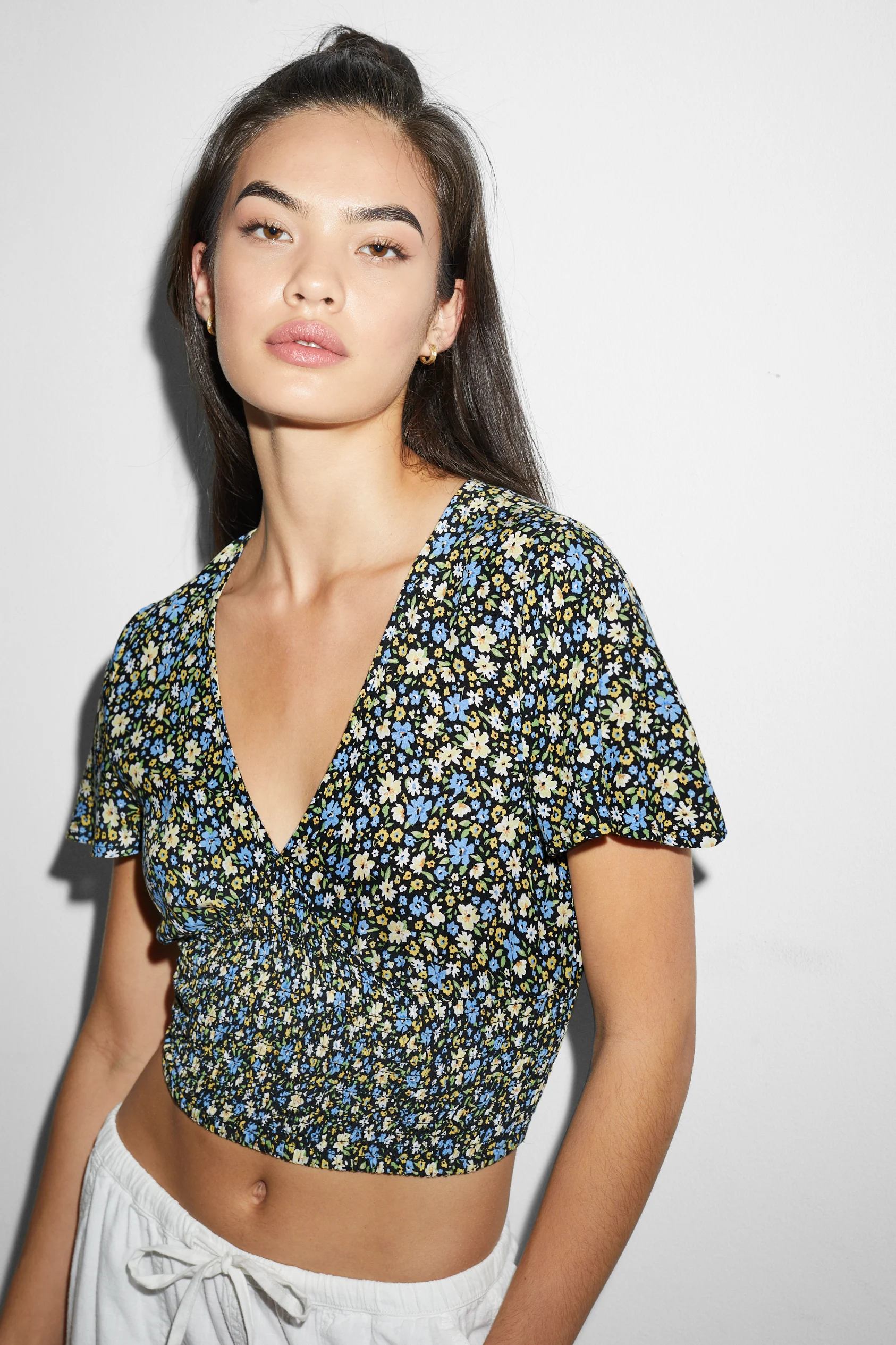 CLOCKHOUSE - cropped blouse - floral