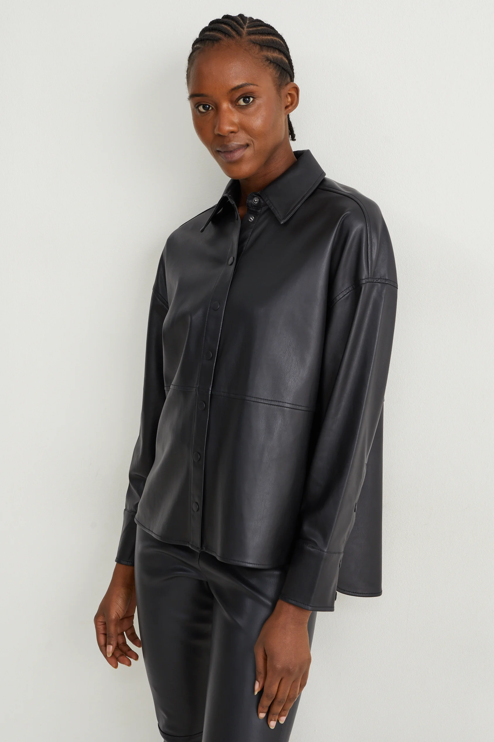 Oversized blouse - faux leather