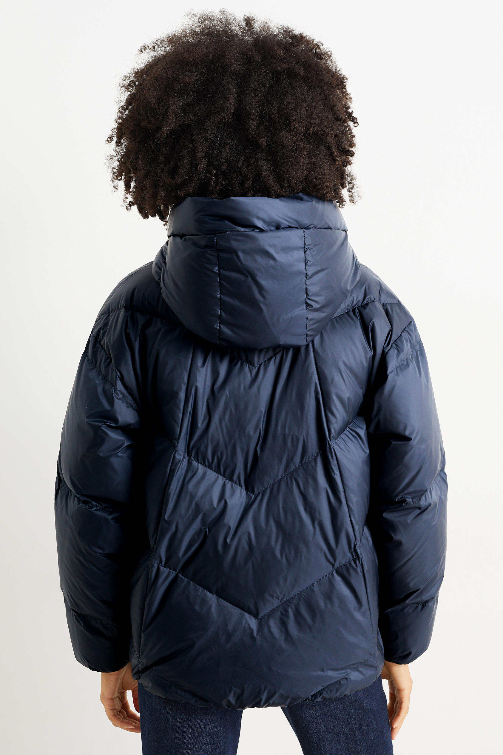 Down jacket with hood