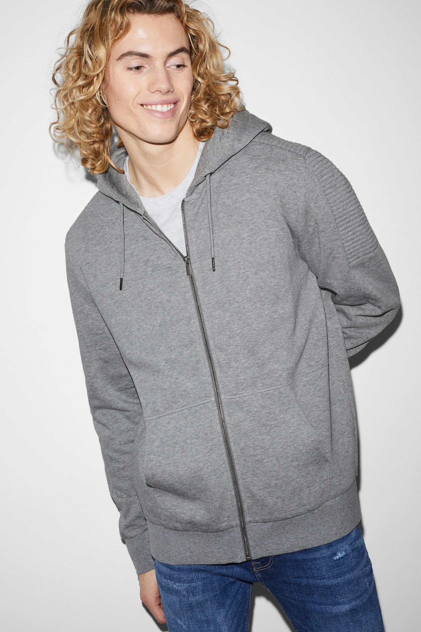 Zip-through sweatshirt with hood