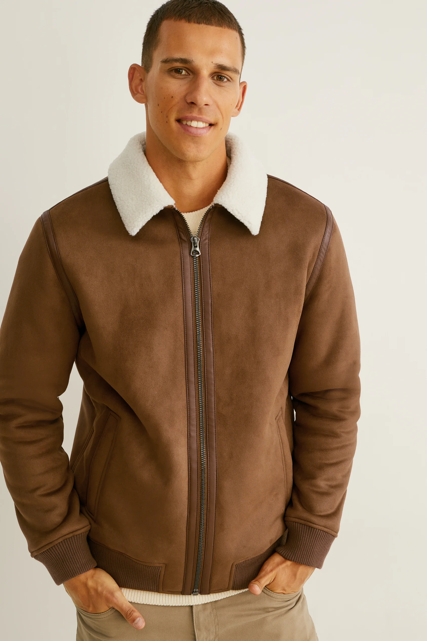 Biker jacket - faux suede