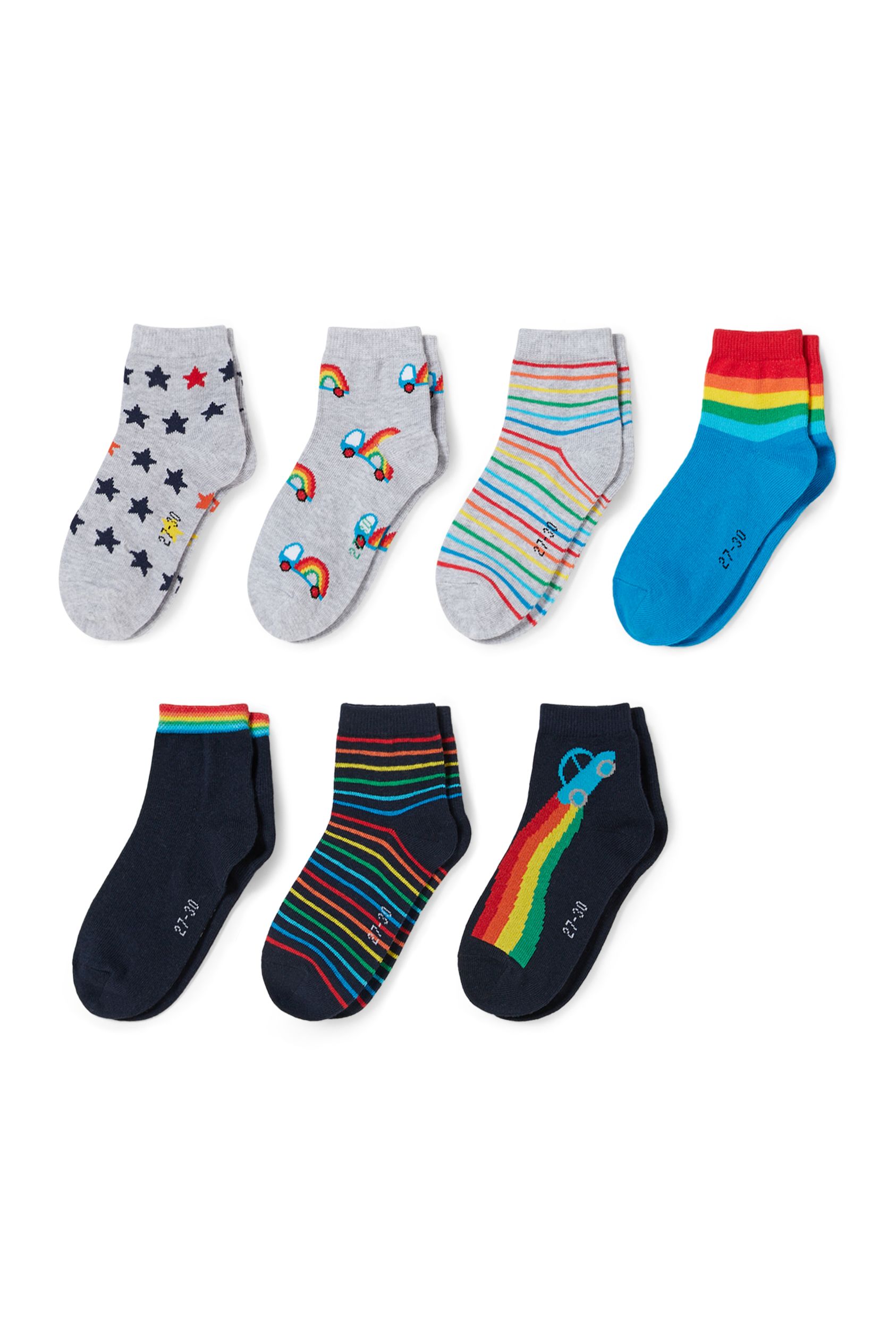 Multipack of 7 - rainbow - socks with motif