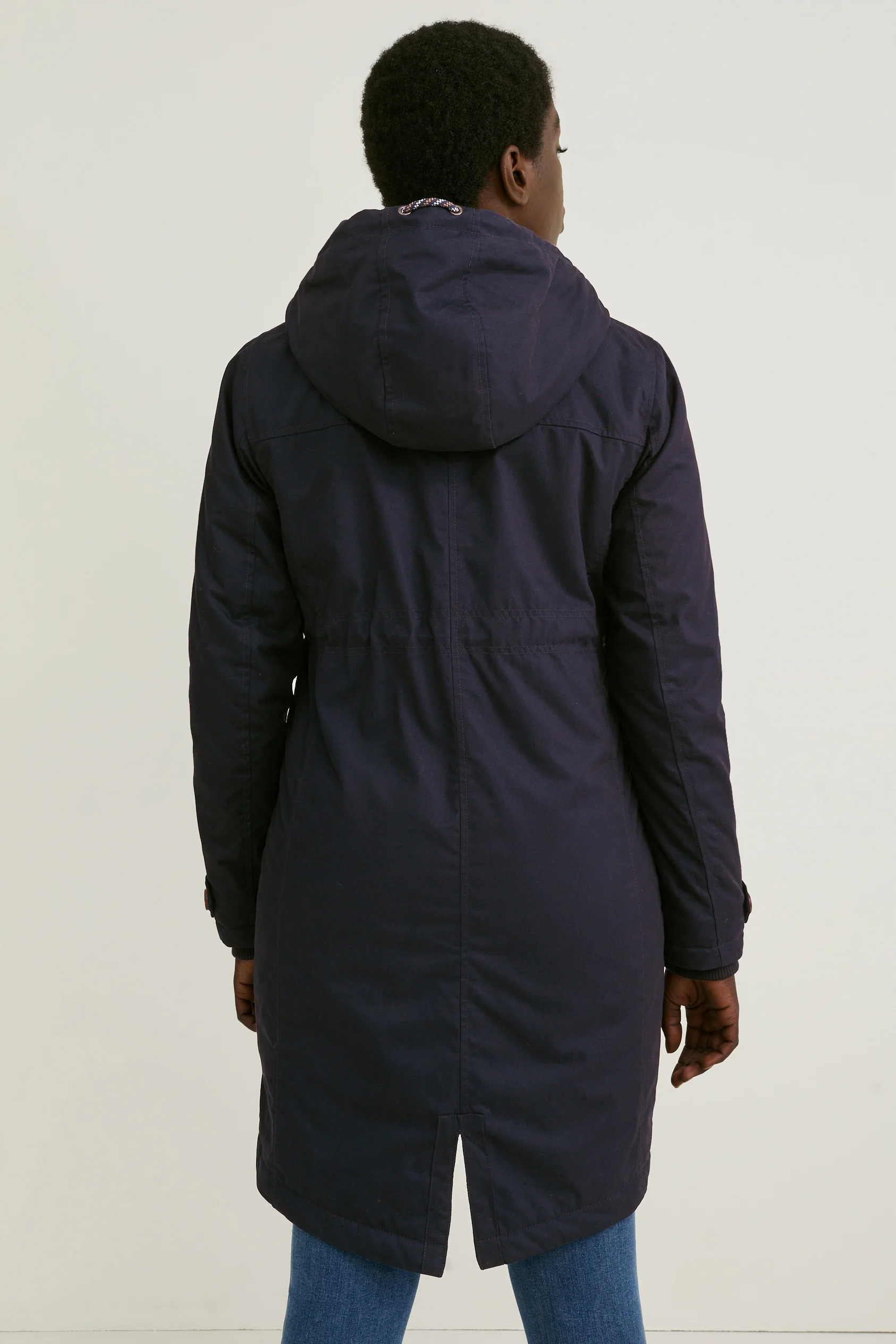 Maternity parka with hood and baby pouch
