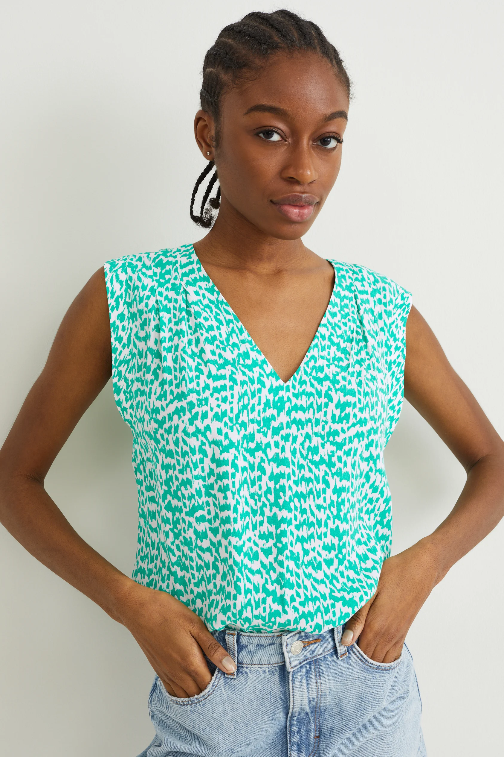 Basic blouse top - patterned