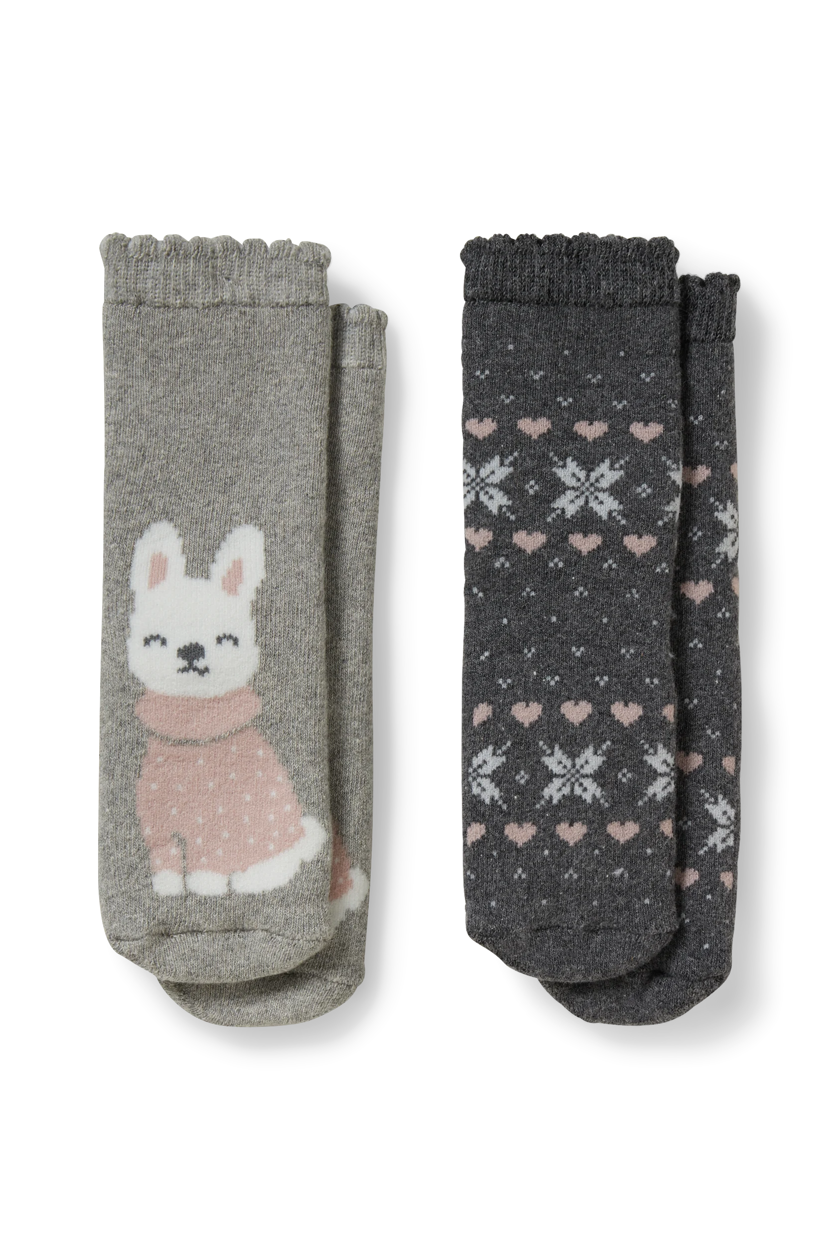 Multipack of 2 - dog - baby non-slip socks with motif