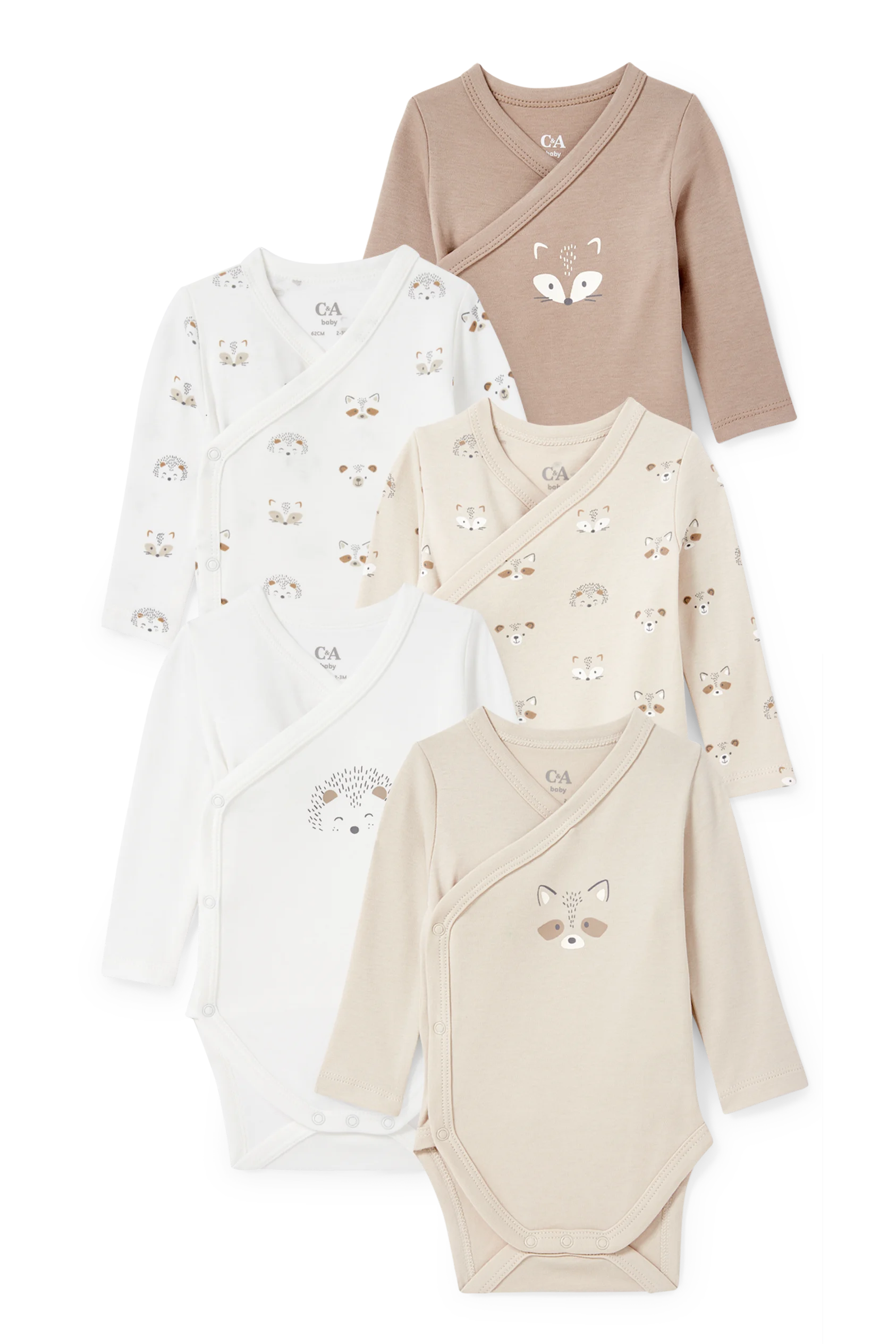 Multipack of 5 - baby wrapover bodysuit