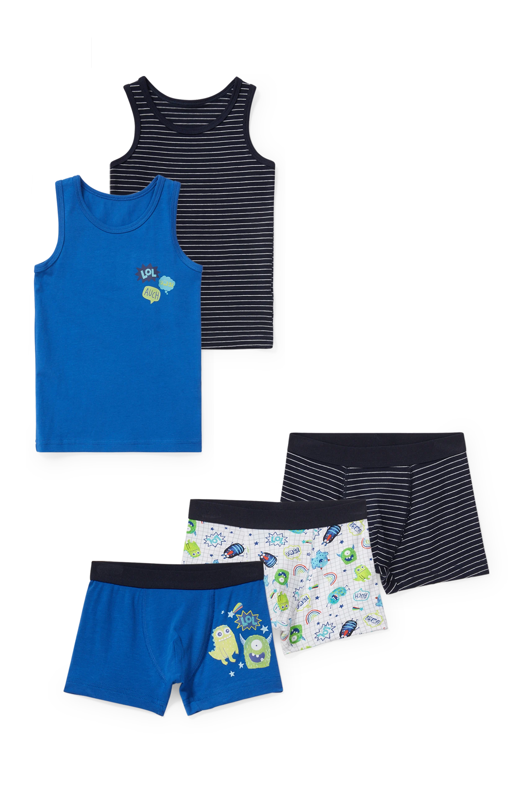Set - 2 vests and 3 pairs of shorts