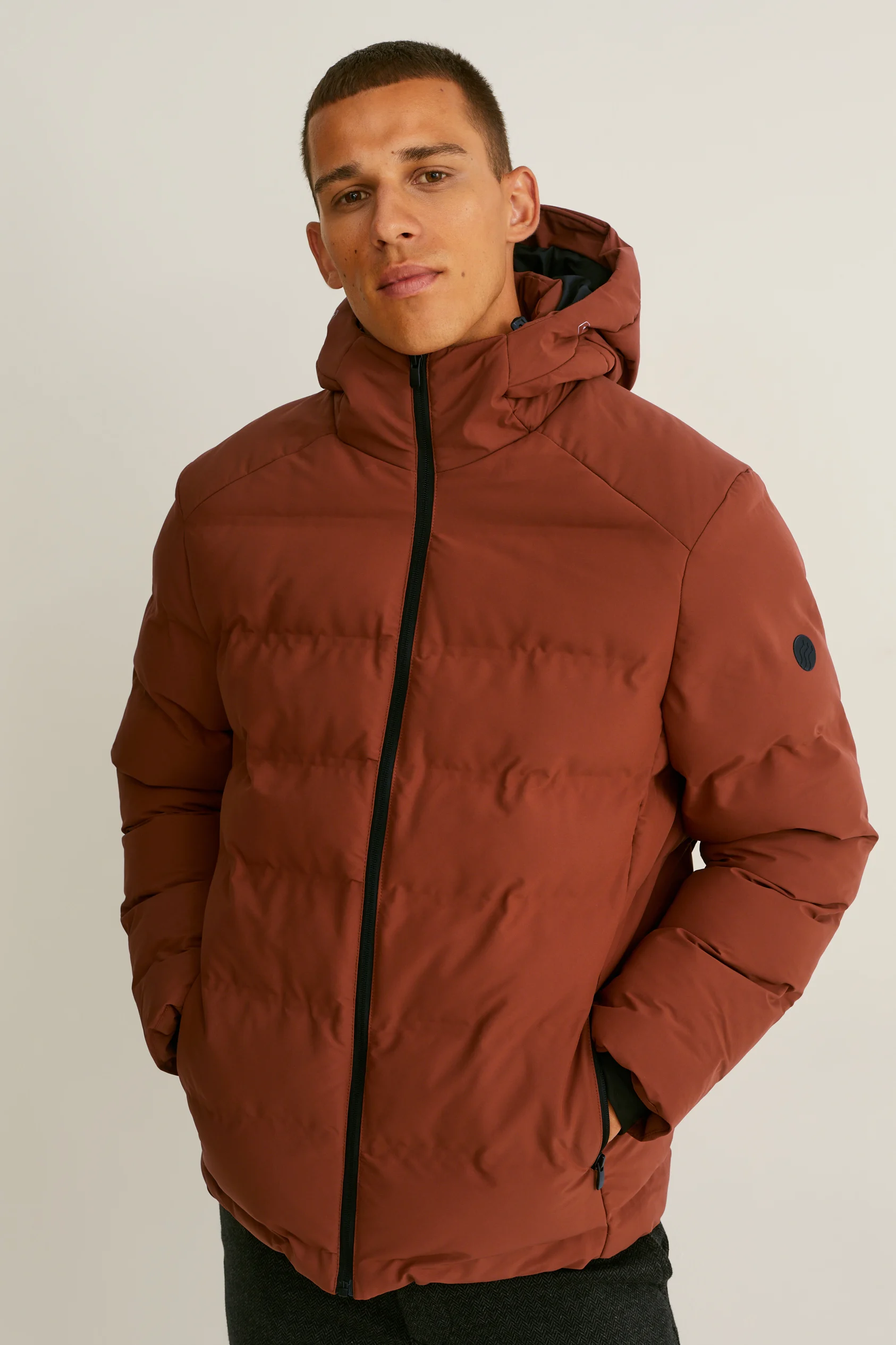 Outdoor jacket with hood