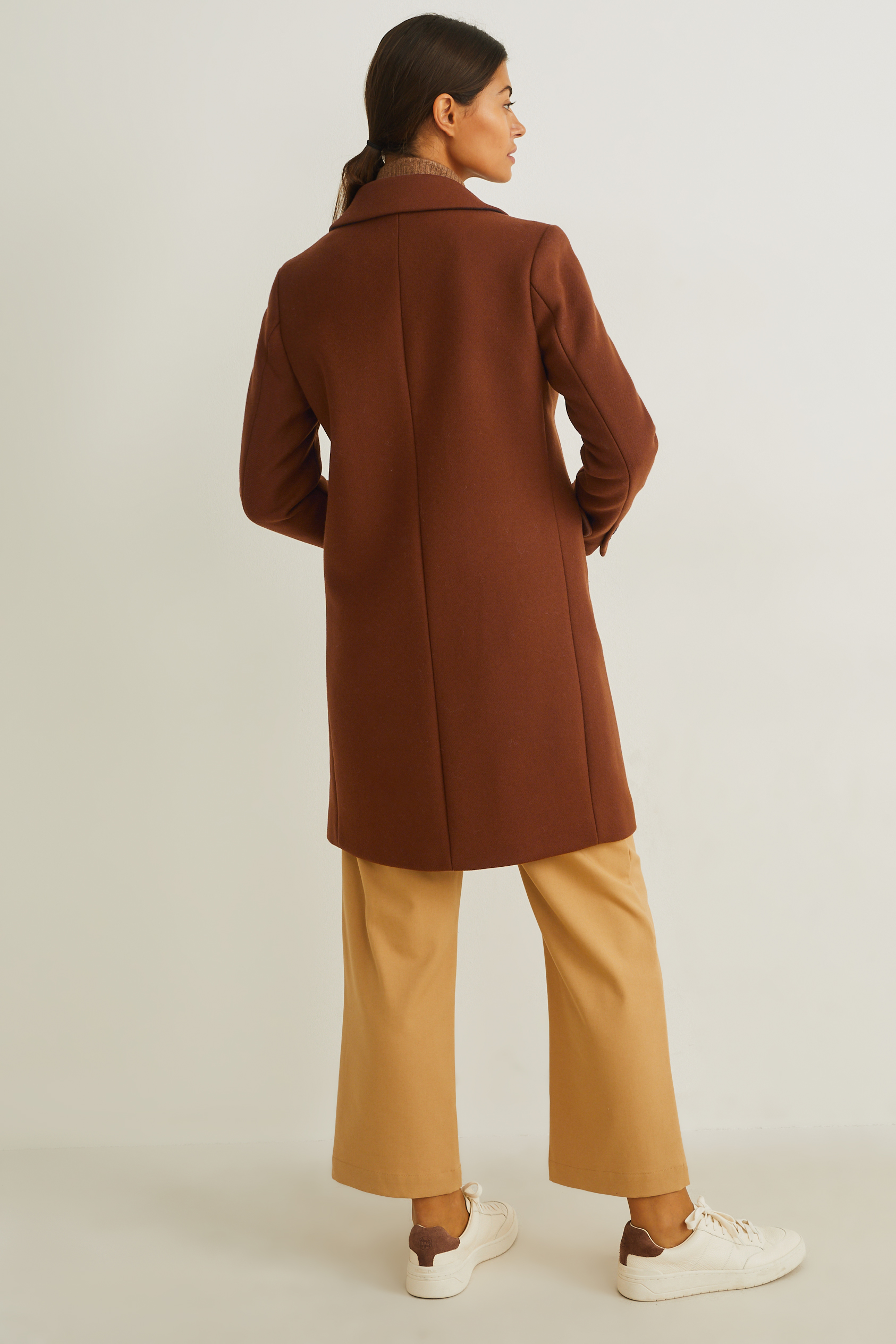 Coat with shoulder pads - wool blend