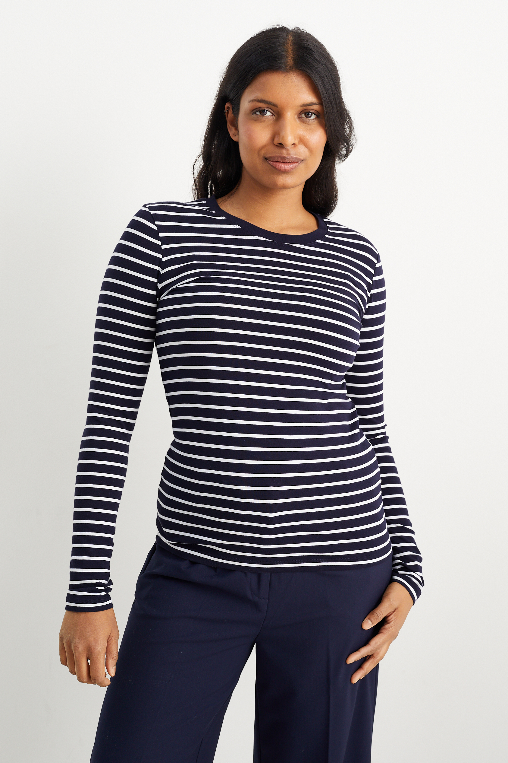Basic long sleeve top - striped