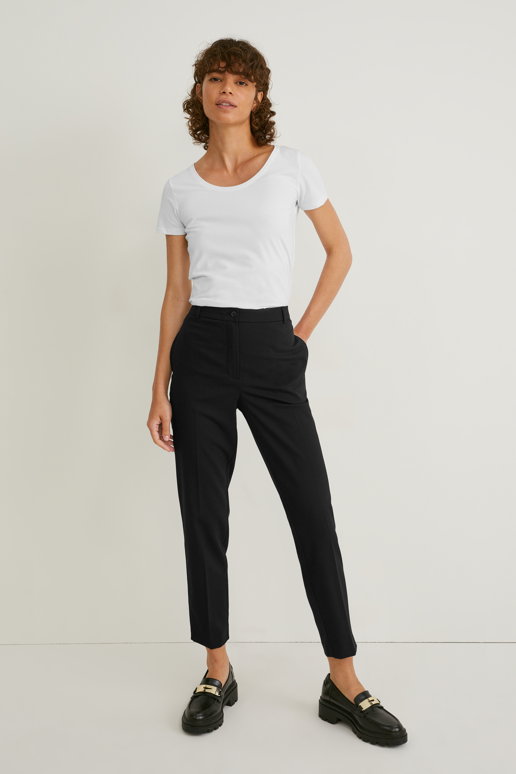 Business trousers - mid-rise waist - slim fit